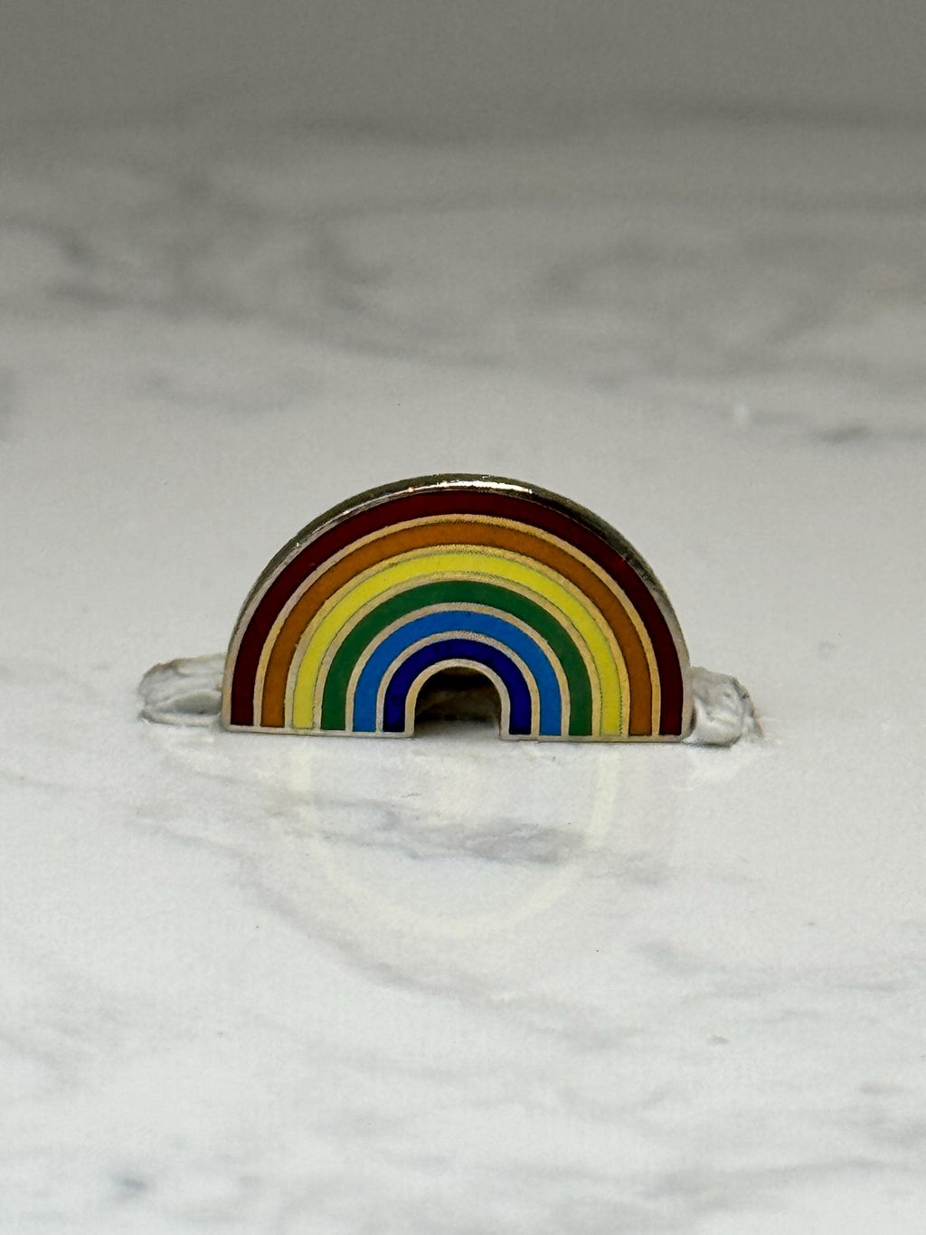 Rainbow Arch Enamel Pin: Multicolor Gold Tone - Retro Accessory