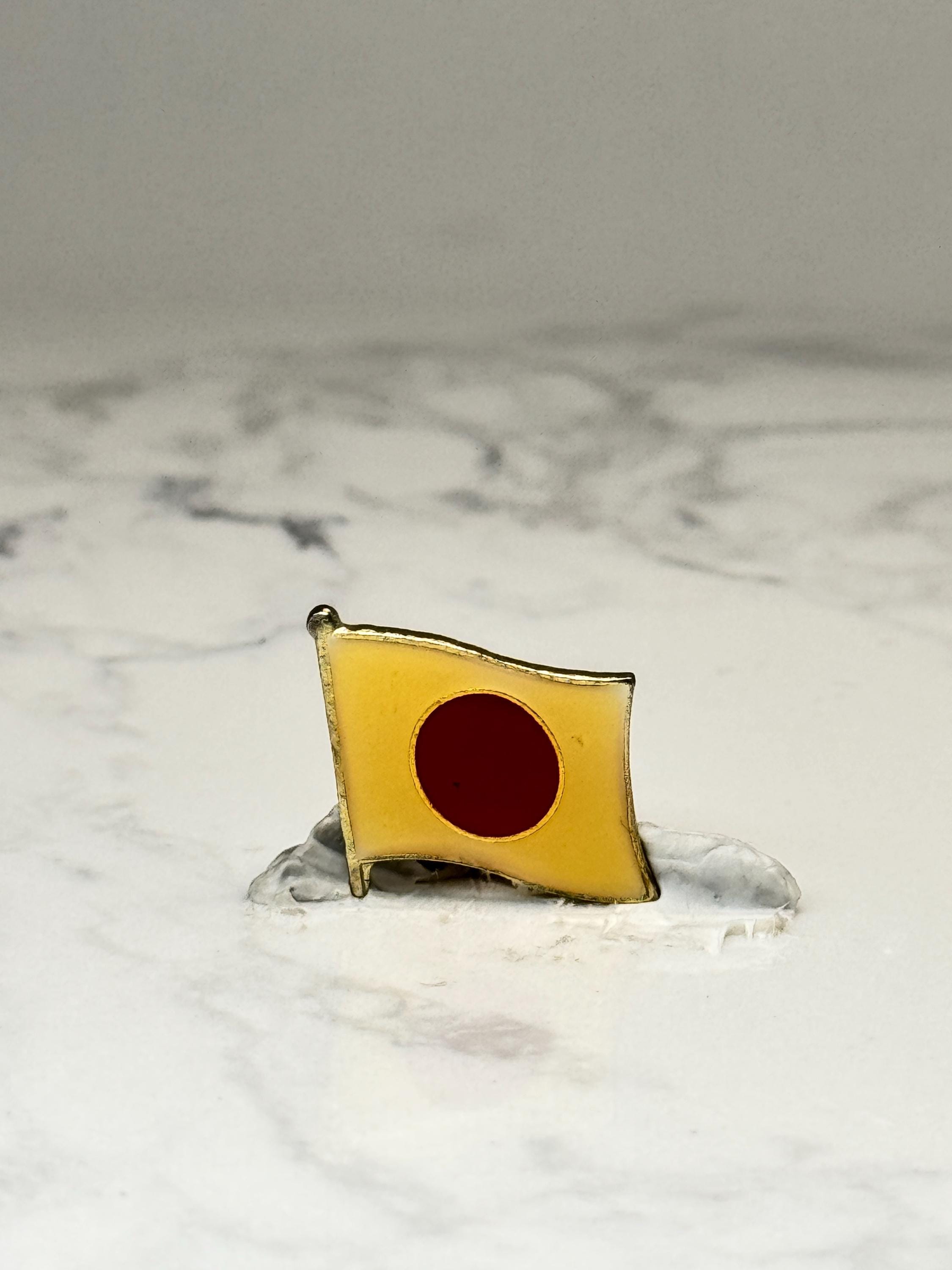 Japan Flag Lapel Pin: Gold Tone Red Enamel - Patriotic Accessory