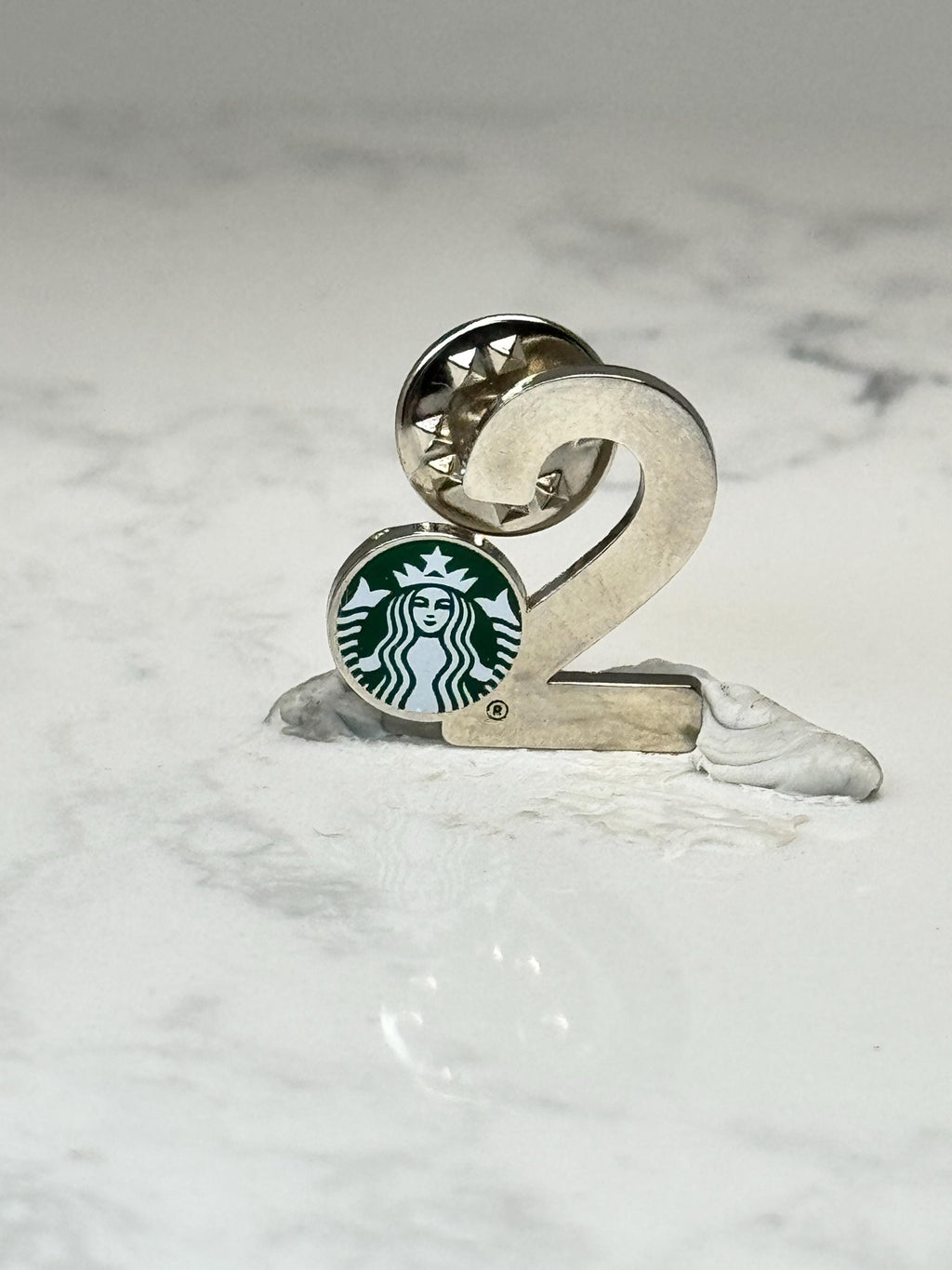 Starbucks 2 Year Service Award Employee Lapel Pin Silver Tone Barista Pinback