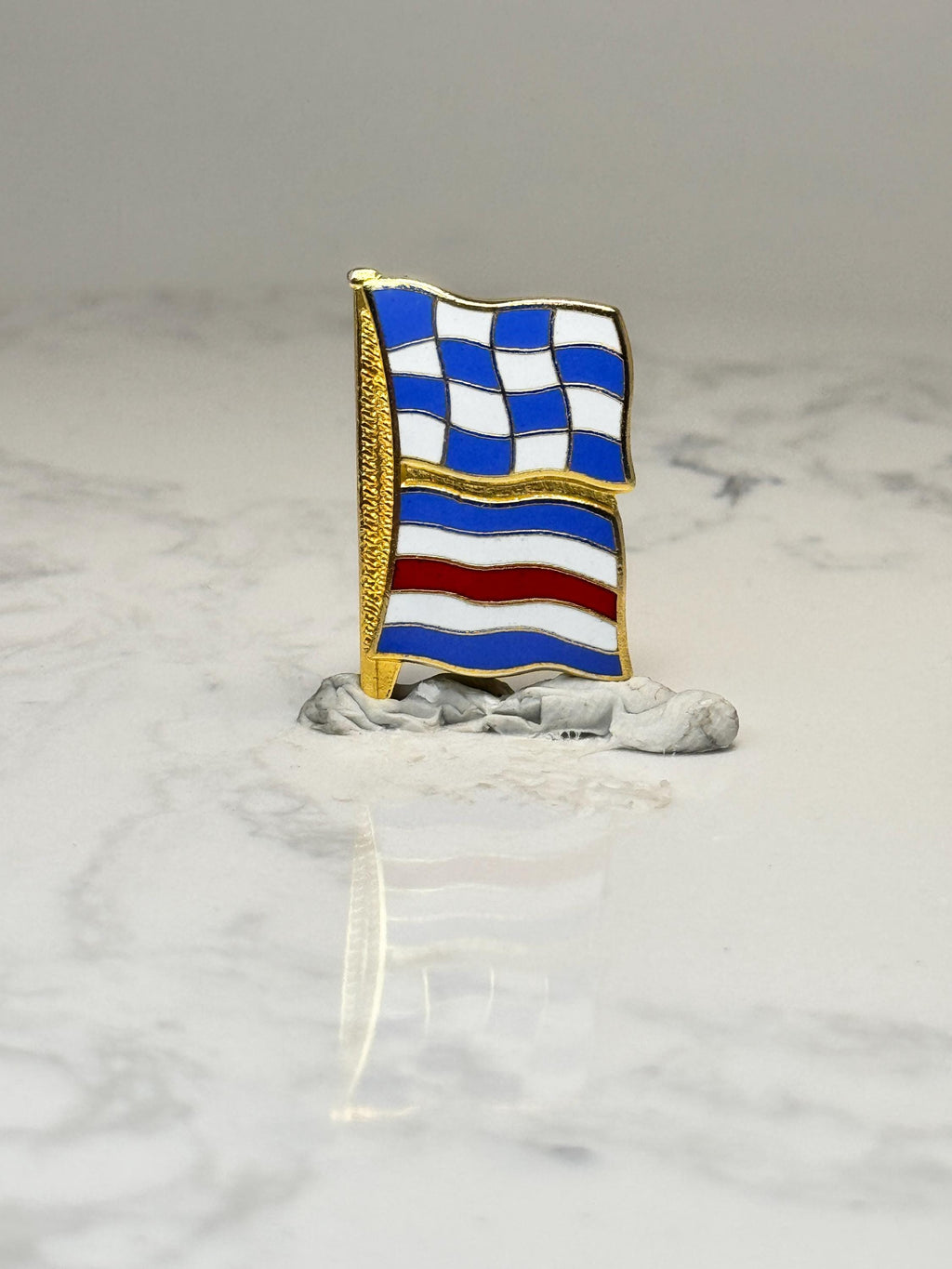 Nautical Signal Flag Enamel Pin: Blue White Red Gold Tone - Maritime Accessory