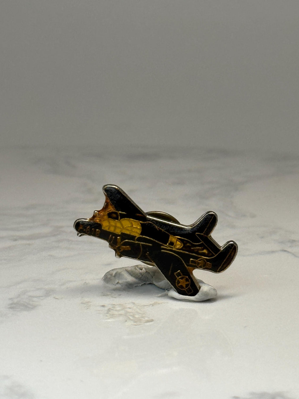 WWII F4U Corsair Airplane Pin: Black Gold - Military Accessory