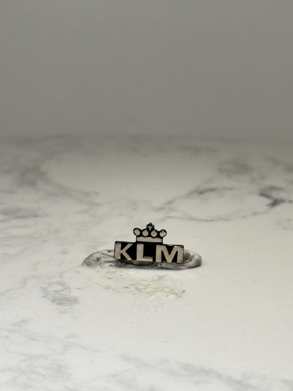 Vintage KLM Royal Dutch Airlines Crown Logo Lapel Pin Black Silver Airline