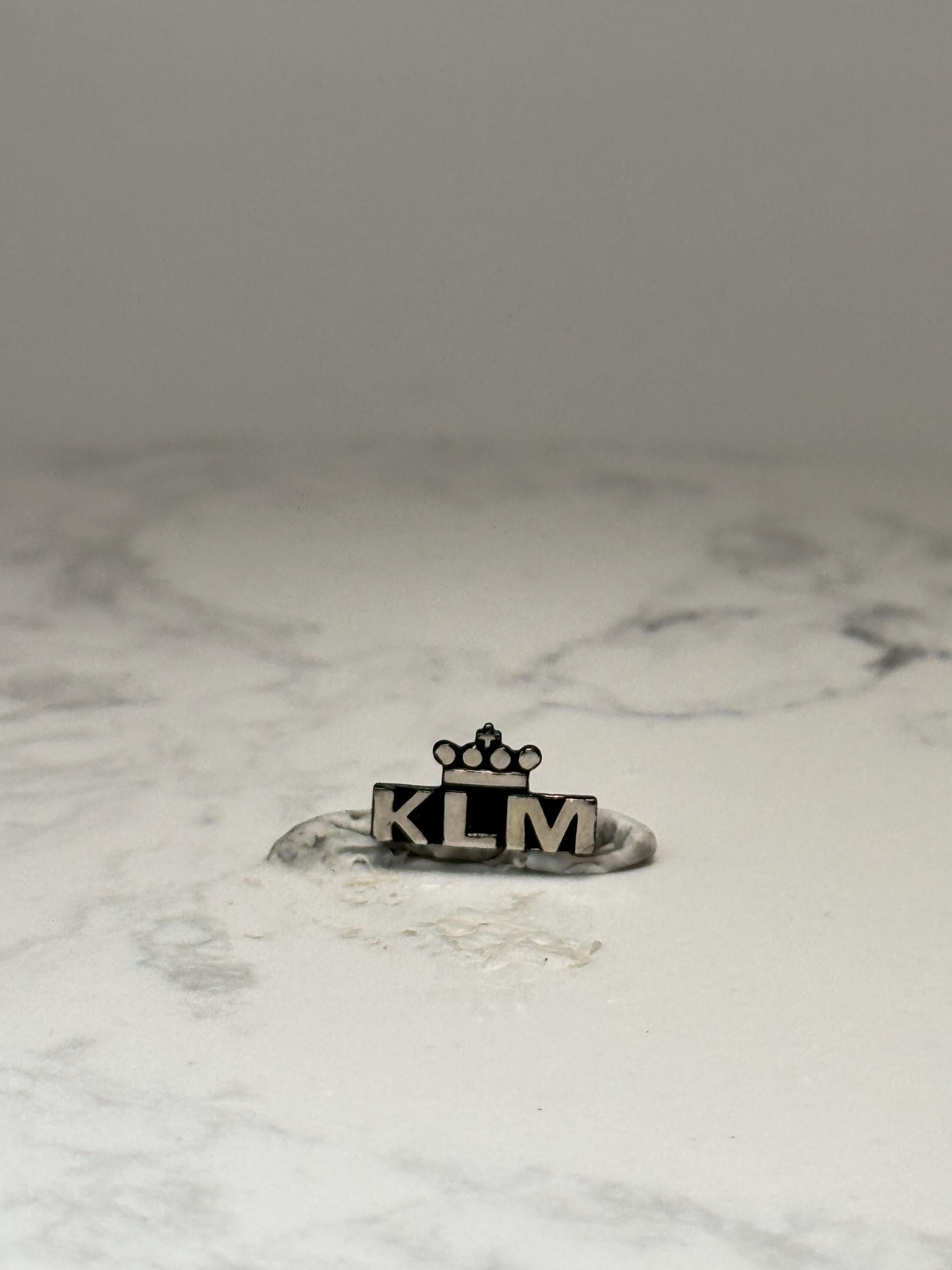 Vintage KLM Royal Dutch Airlines Crown Logo Lapel Pin Black Silver Airline