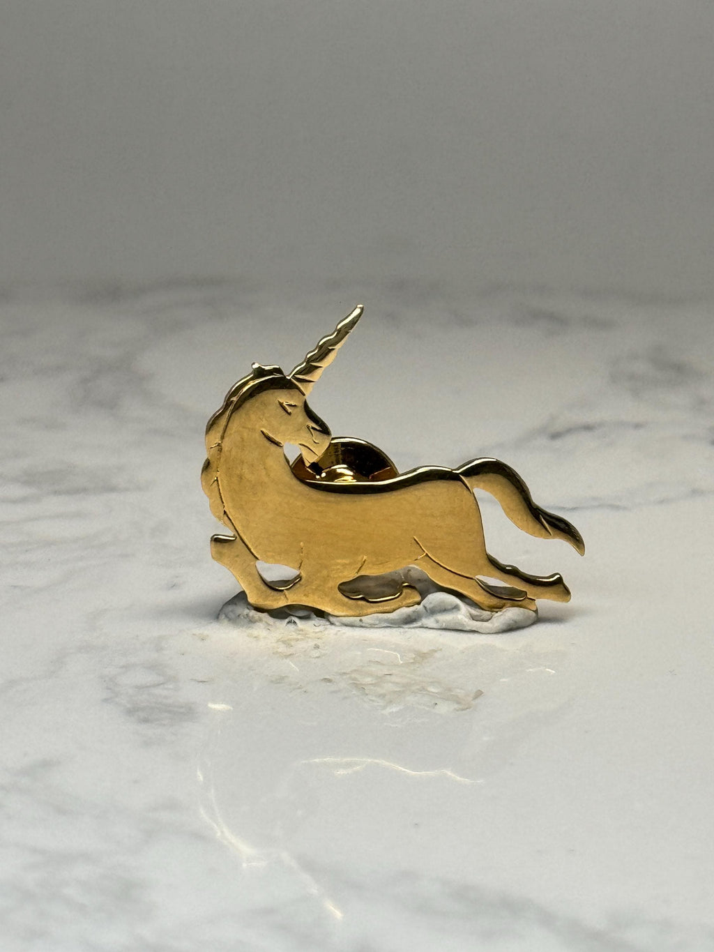 Unicorn Figural Lapel Pin: Gold Tone Running - Fantasy Accessory