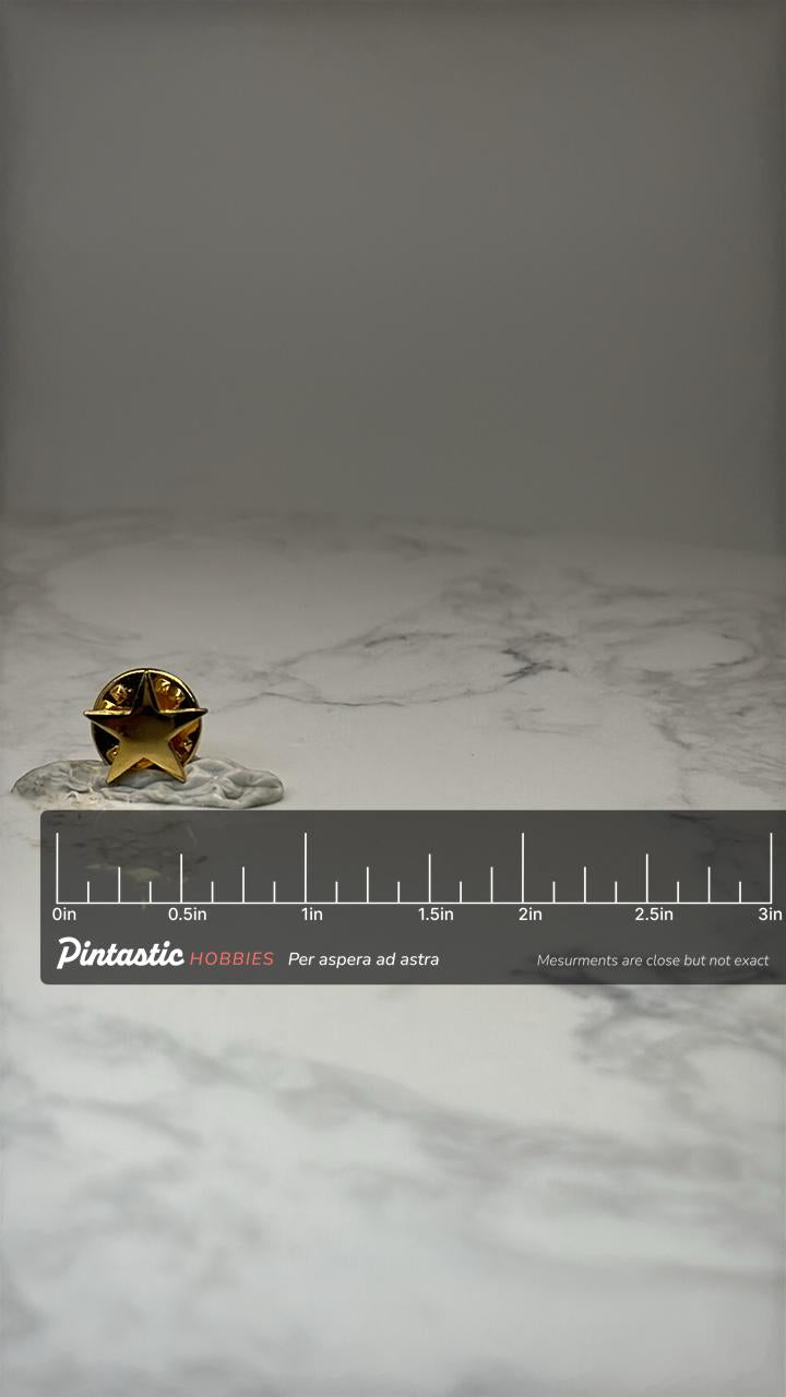 Gold Star Lapel Pin: Polished Metal - Patriotic Service Accessory with ruler overlay for size reference