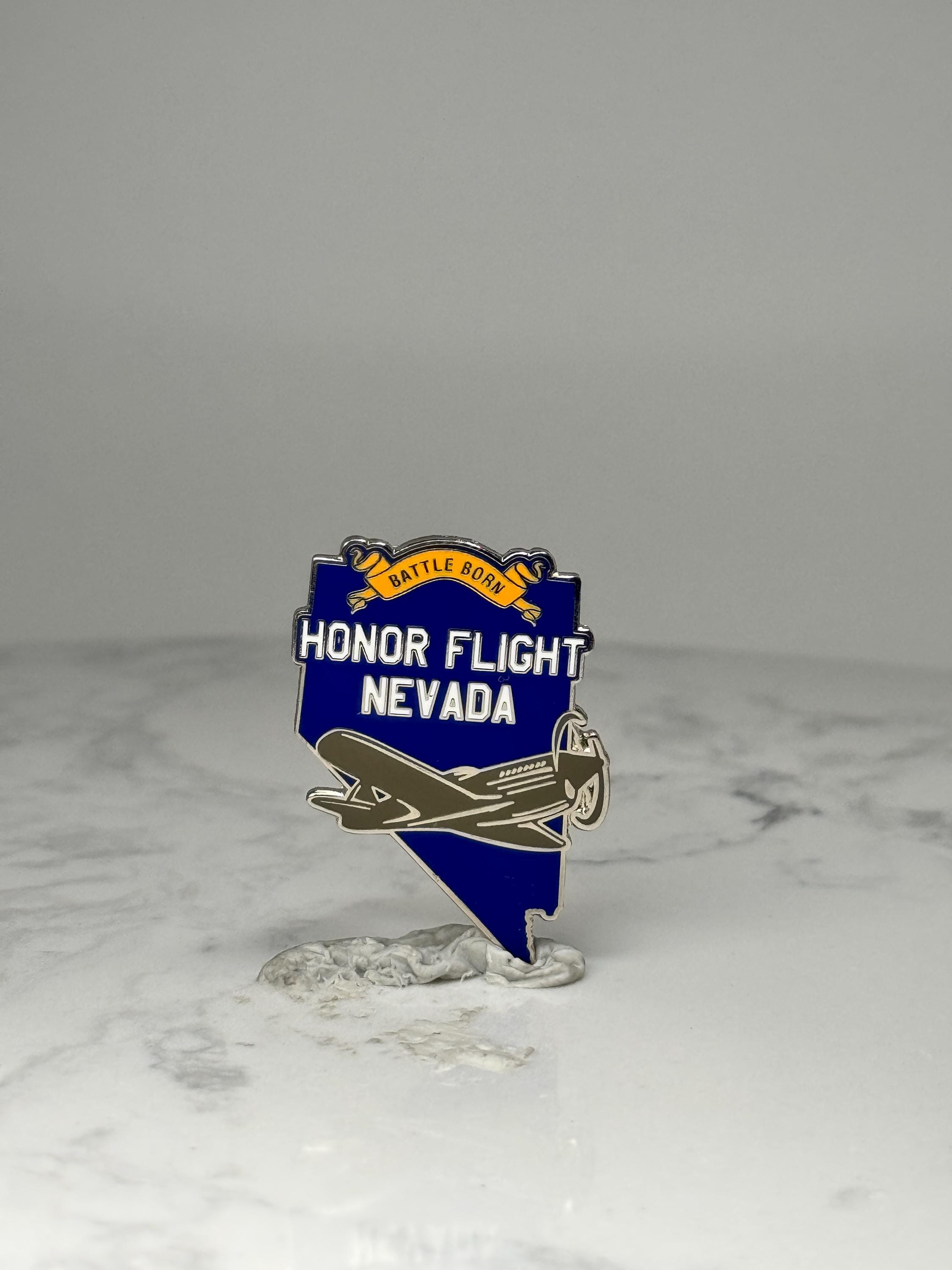 Honor Flight Nevada Enamel Pin: Blue Silver - Military Aviation