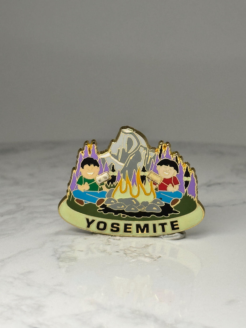 Yosemite National Park Souvenir Pin: Gold Tone Enamel - Camping Theme Accessory