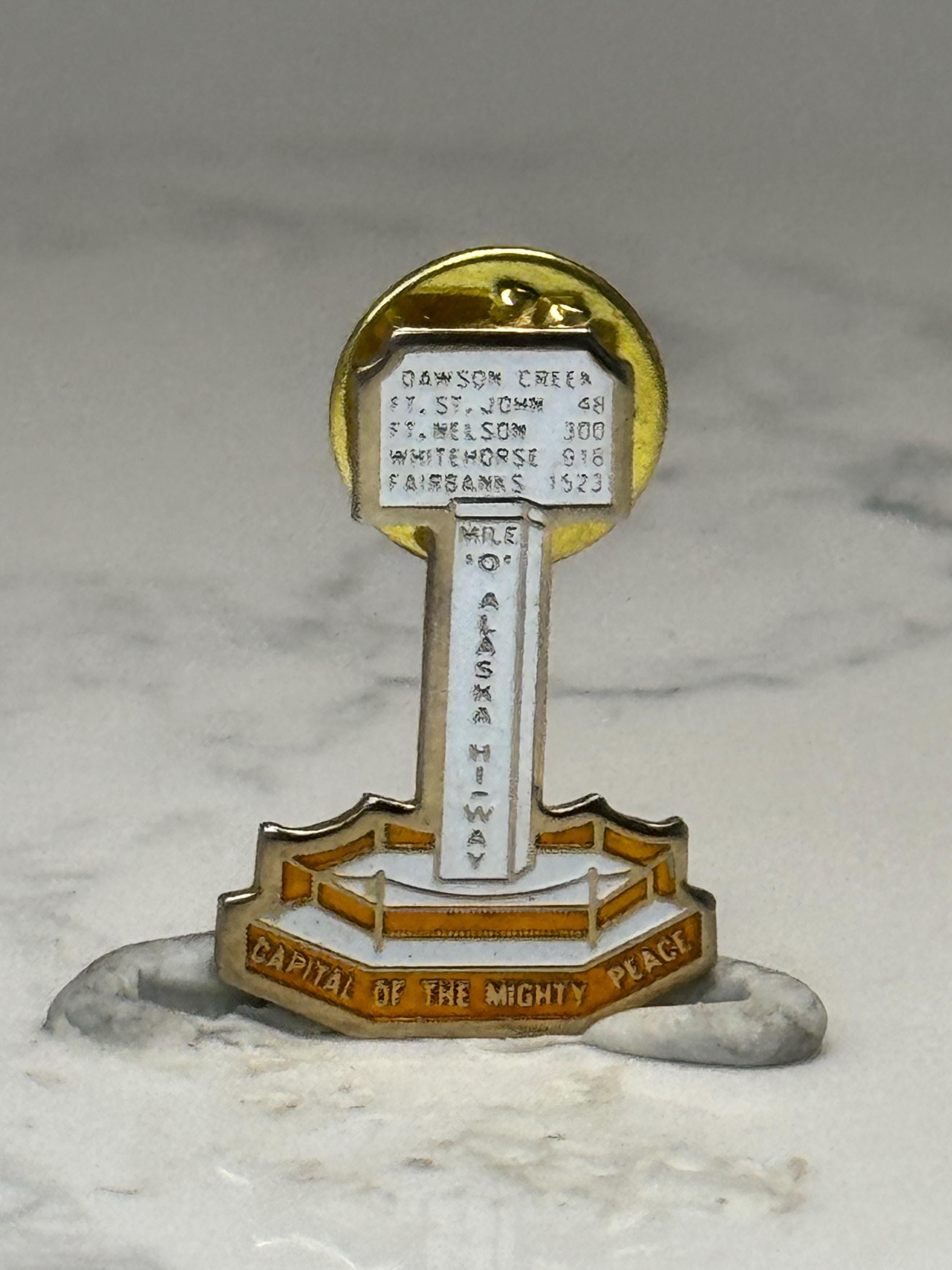 Vintage Mile 0 Alaska Highway Capital of the Mighty Peace Enamel Lapel Pin