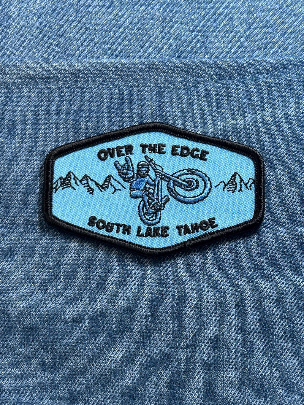 Lake Tahoe Over The Edge Patch: Blue Biker Design - Nature Accessory