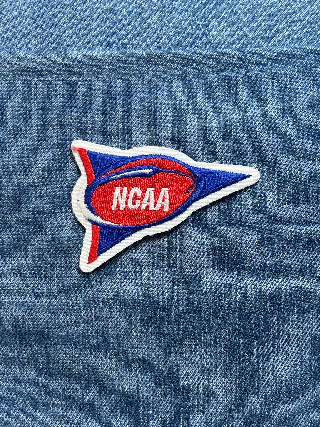 NCAA Logo Patch: Red White Blue Pennant - Sports Accessory