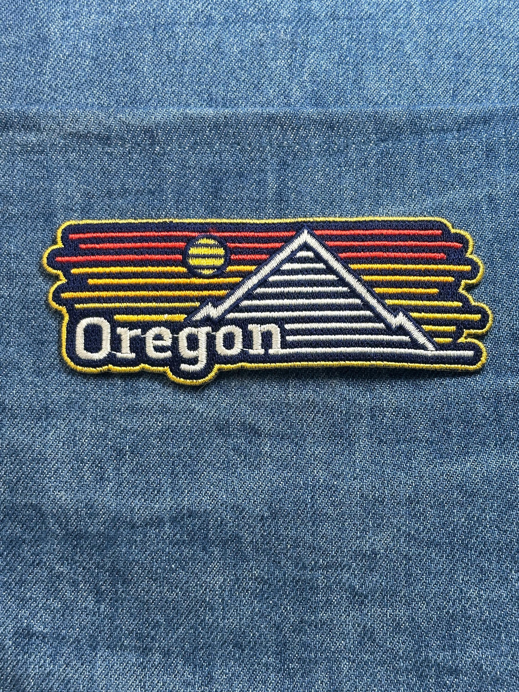 Oregon Scenic Sunset Patch: Retro Striped - Travel Souvenir Accessory
