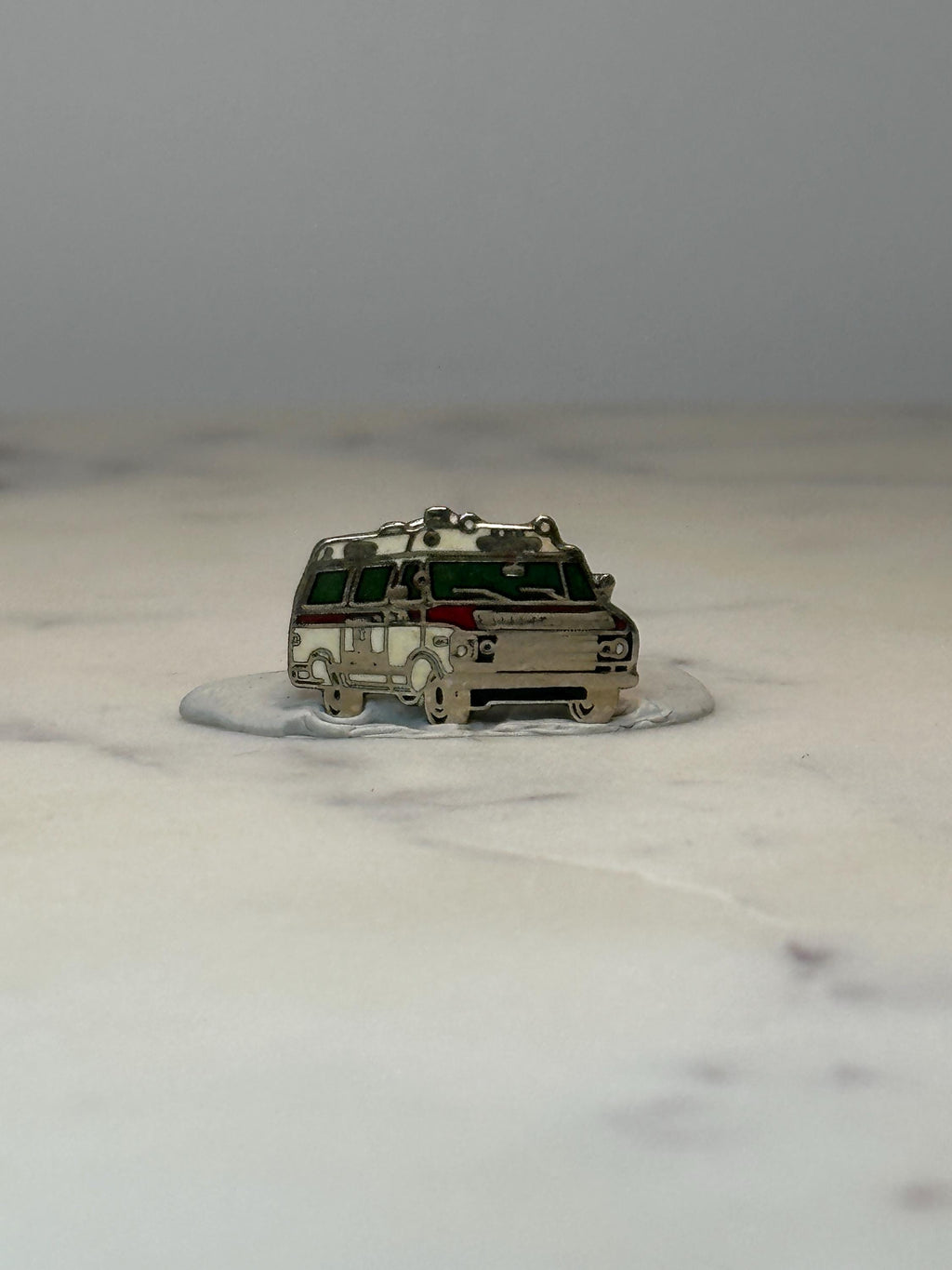 Vintage Camper Van Enamel Pin: Silver Tone - RV Travel Accessory
