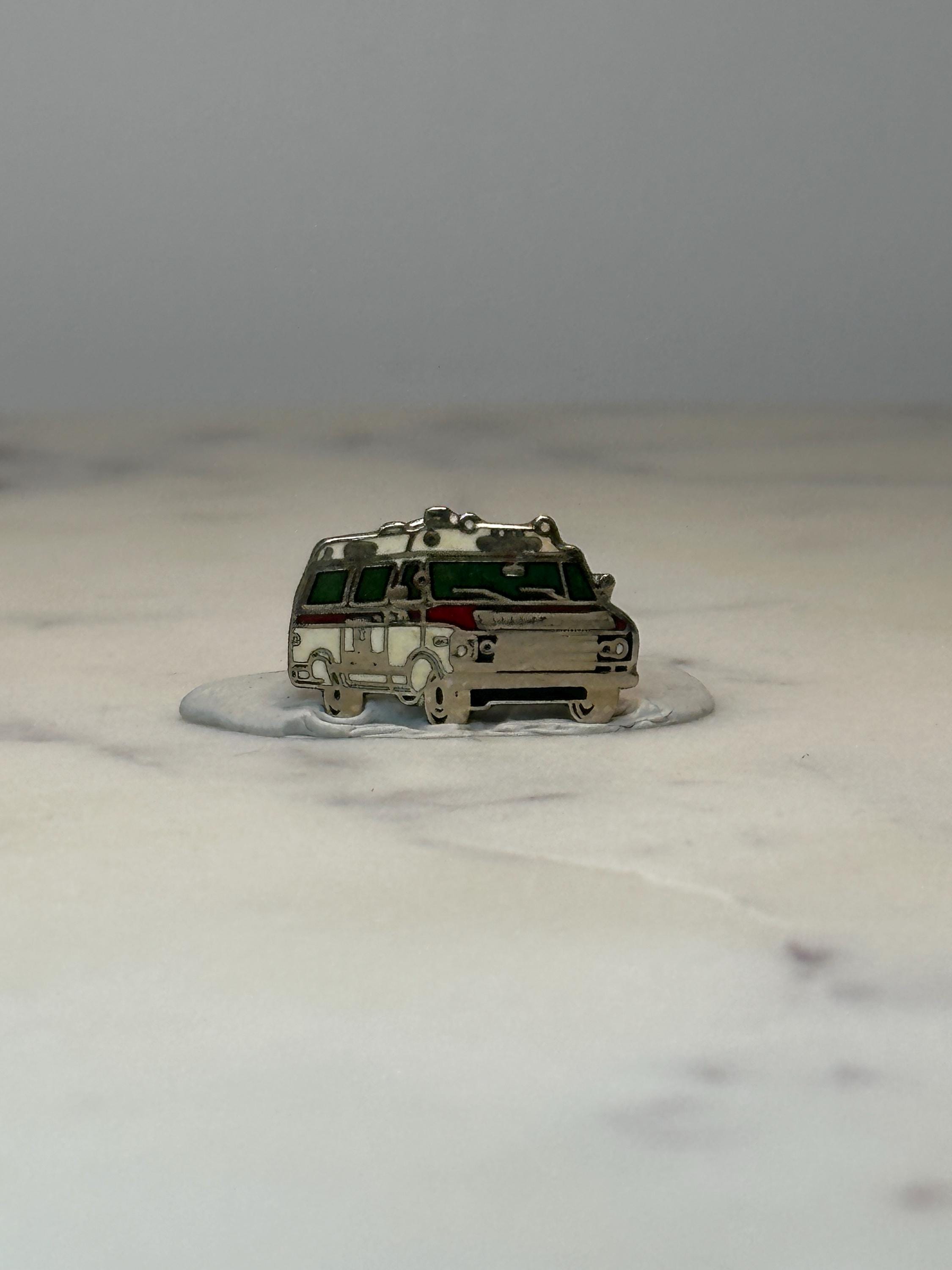 Vintage Camper Van Enamel Pin: Silver Tone - RV Travel Accessory