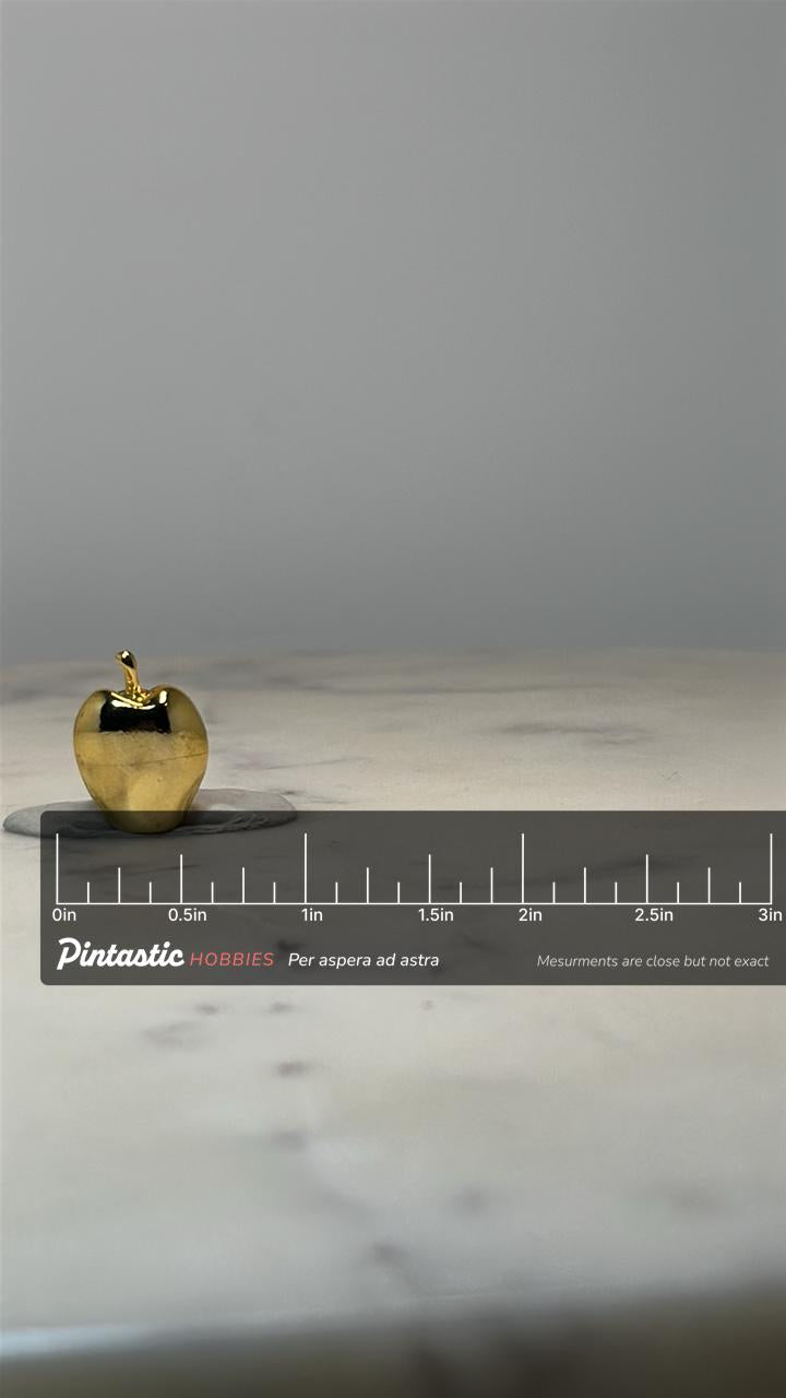 Vintage Apple Lapel Pin: Gold Tone Finish - Teacher Gift Accessory with ruler overlay for size reference