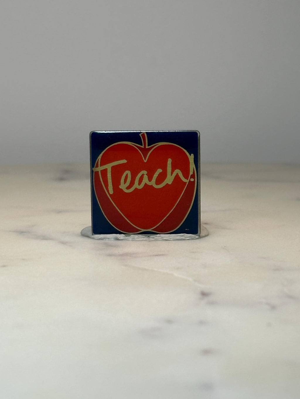 Teach Apple Enamel Pin: Red & Blue Teacher School Accessory