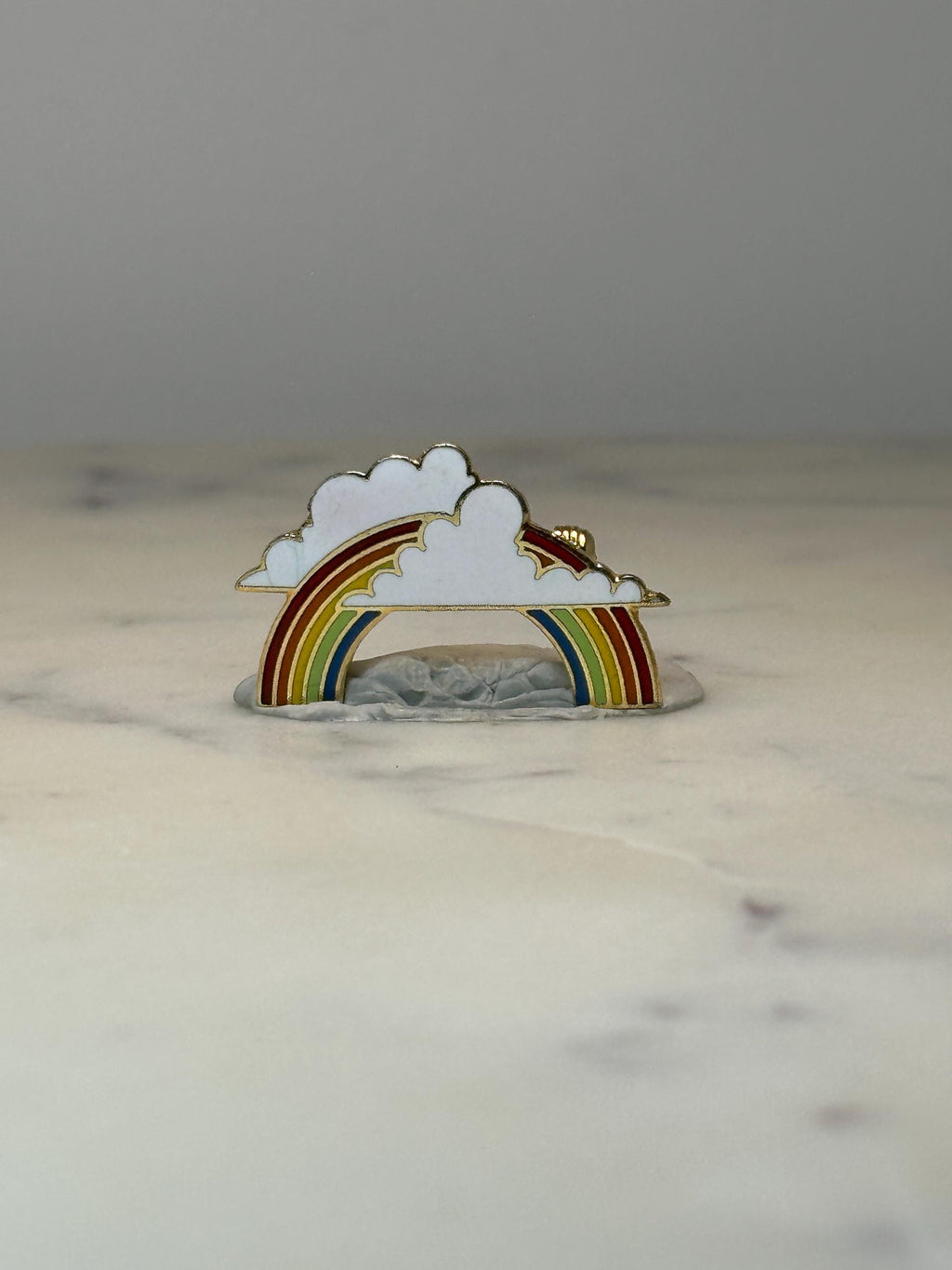 Rainbow Cloud Enamel Pin: Gold Tone Multicolor - Retro Accessory