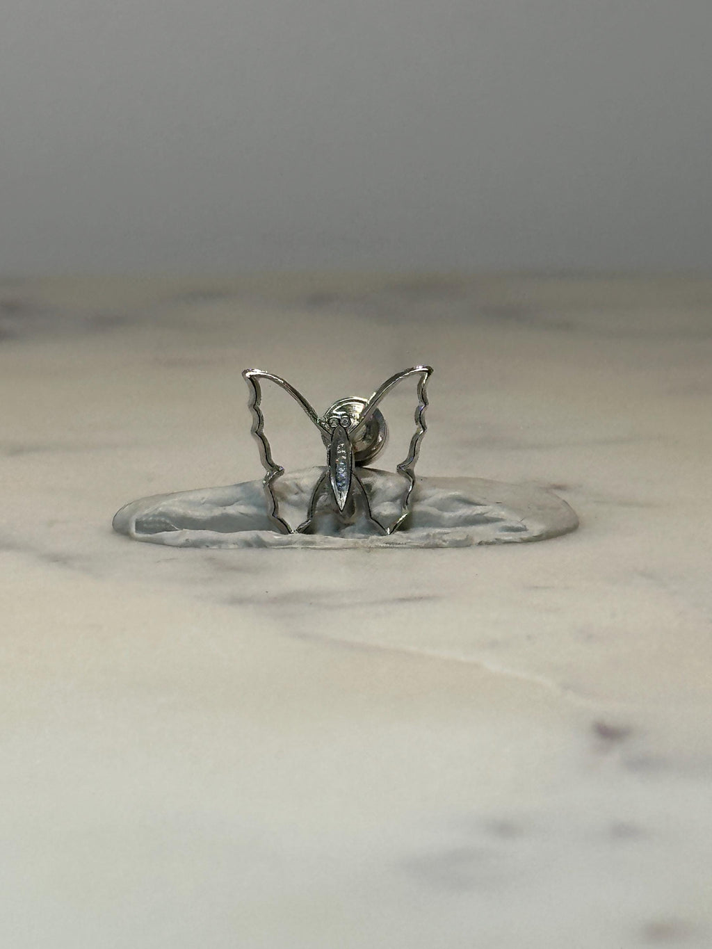 Butterfly Silhouette Lapel Pin: Silver Tone Metal - Nature Accessory