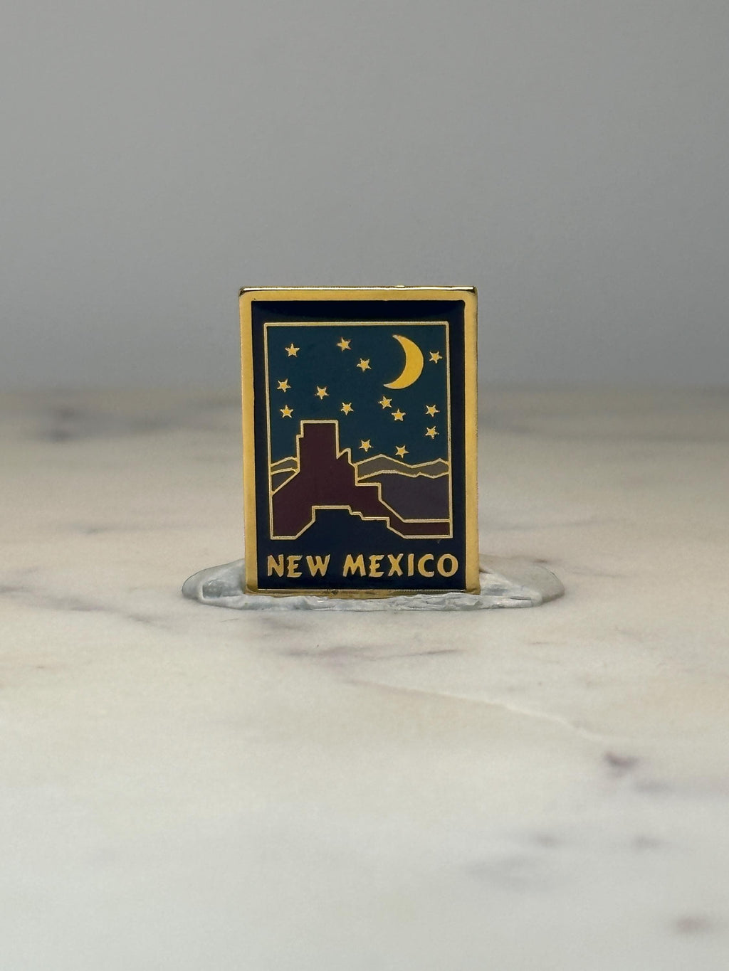 New Mexico Scenic Enamel Pin: Gold Tone Night Sky - Southwest Souvenir Accessory