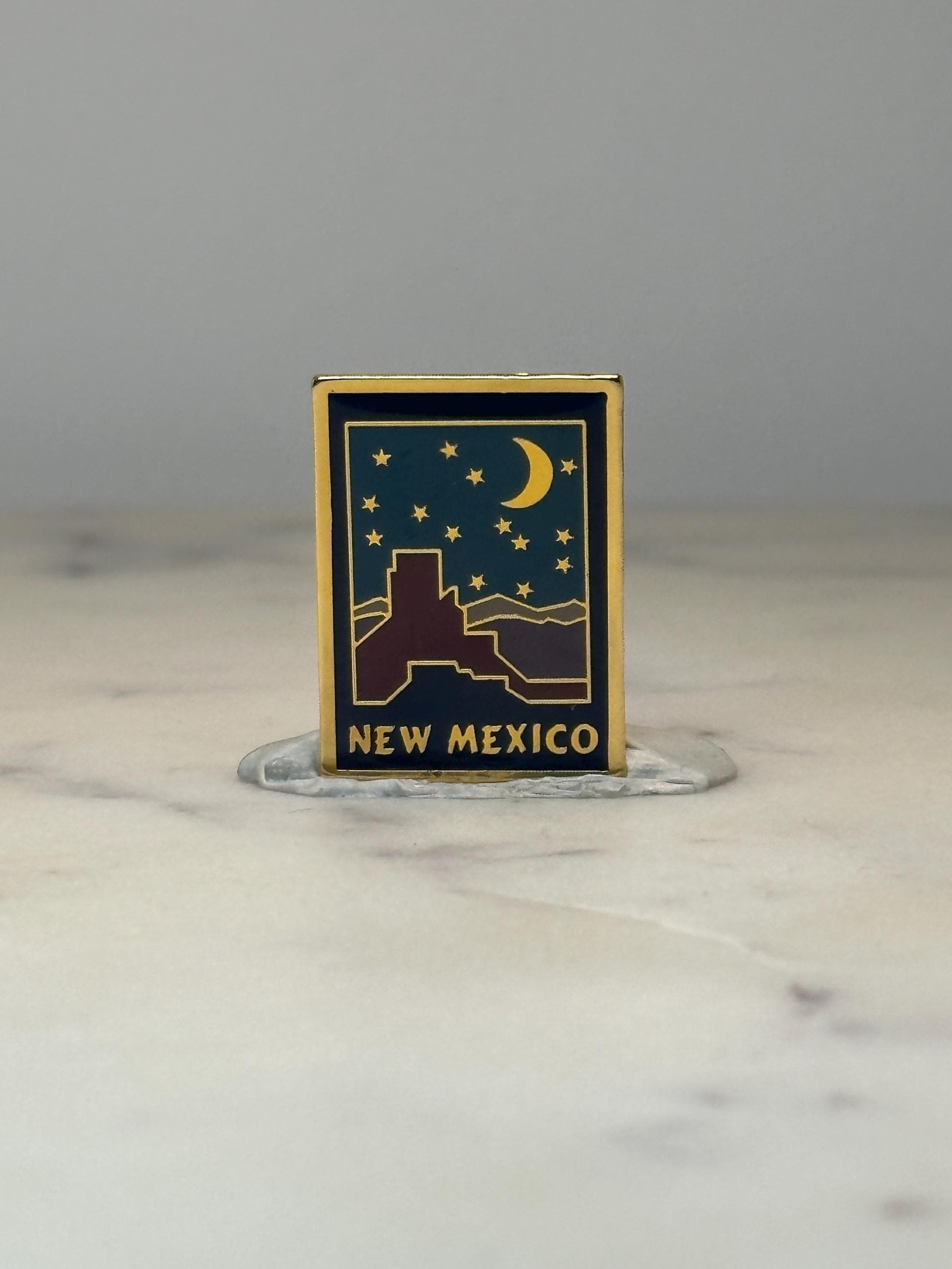 New Mexico Scenic Enamel Pin: Gold Tone Night Sky - Southwest Souvenir Accessory