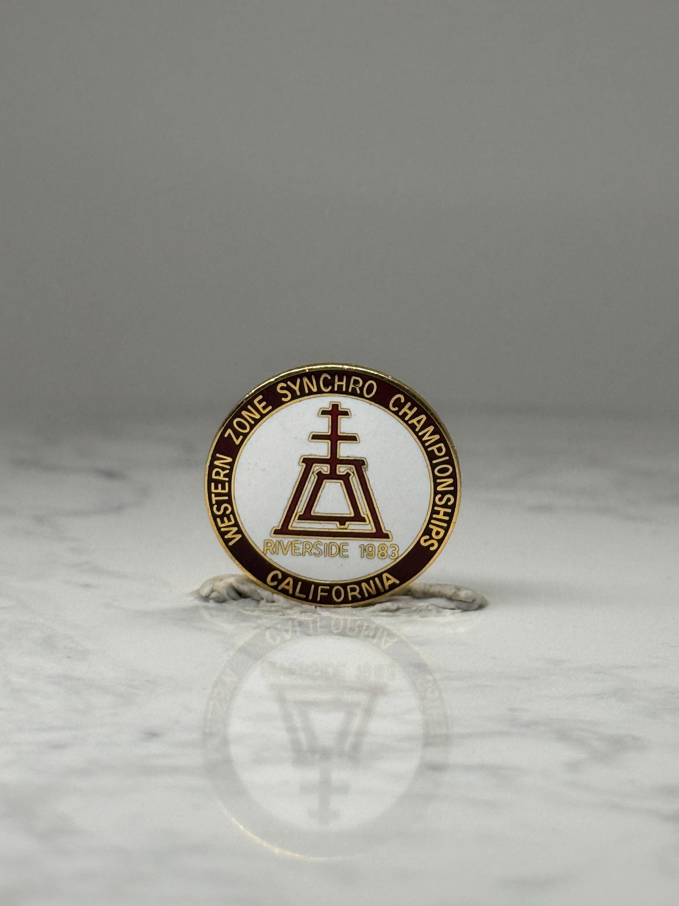 Western Zone Synchro Championships Pin: Gold Enamel - 1983 CA