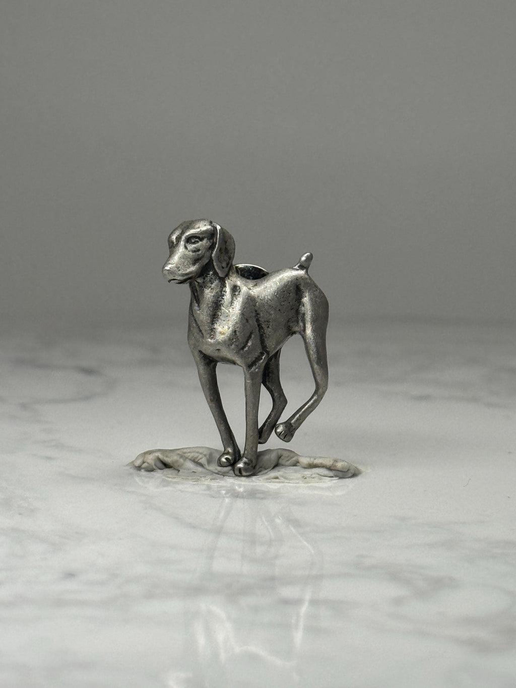 Dachshund Dog Figural Pin: Silver Tone Metal - Vintage Animal Accessory