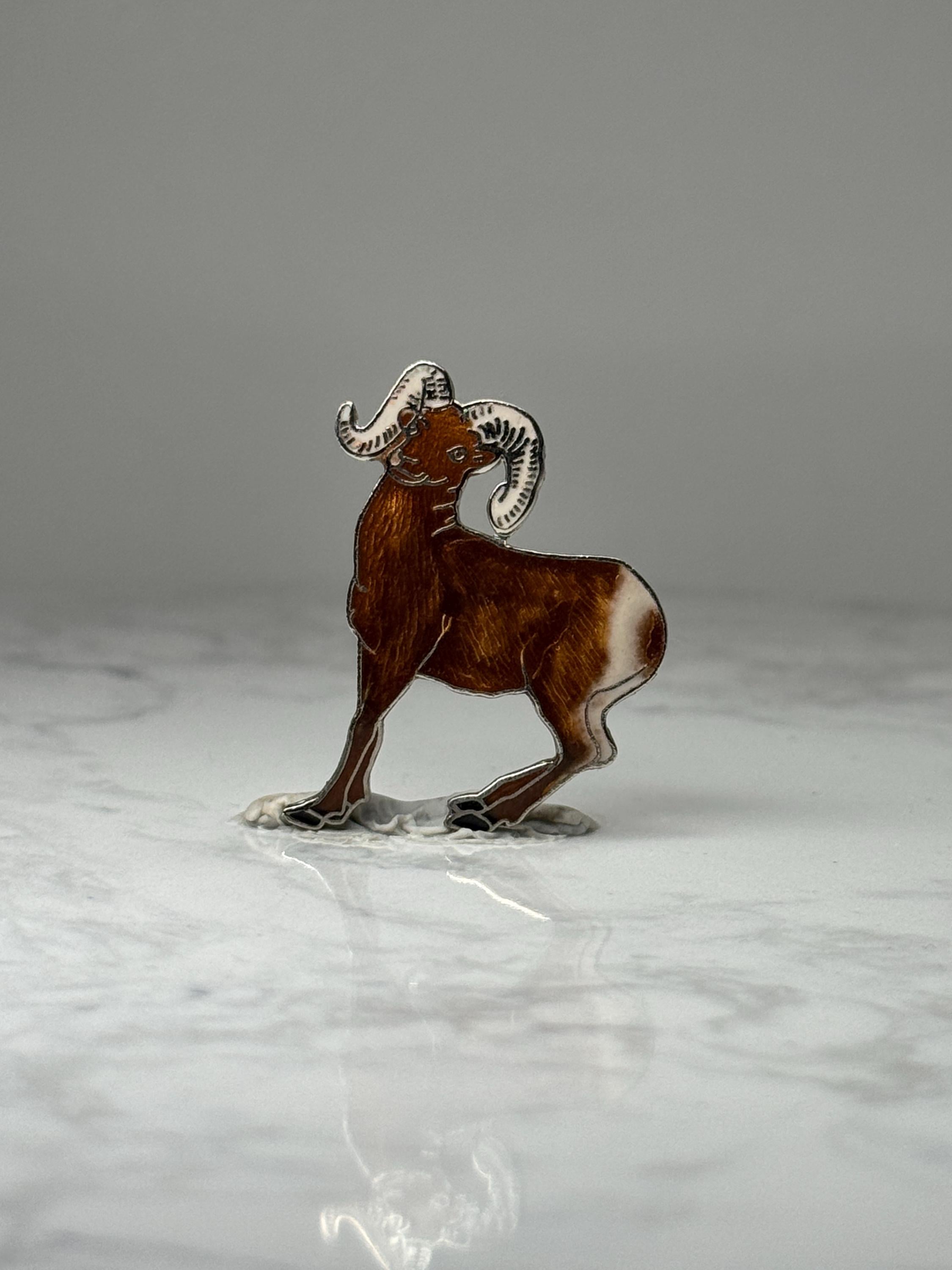 Bighorn Sheep Enamel Pin: Brown & White Wildlife - Rustic Accessory