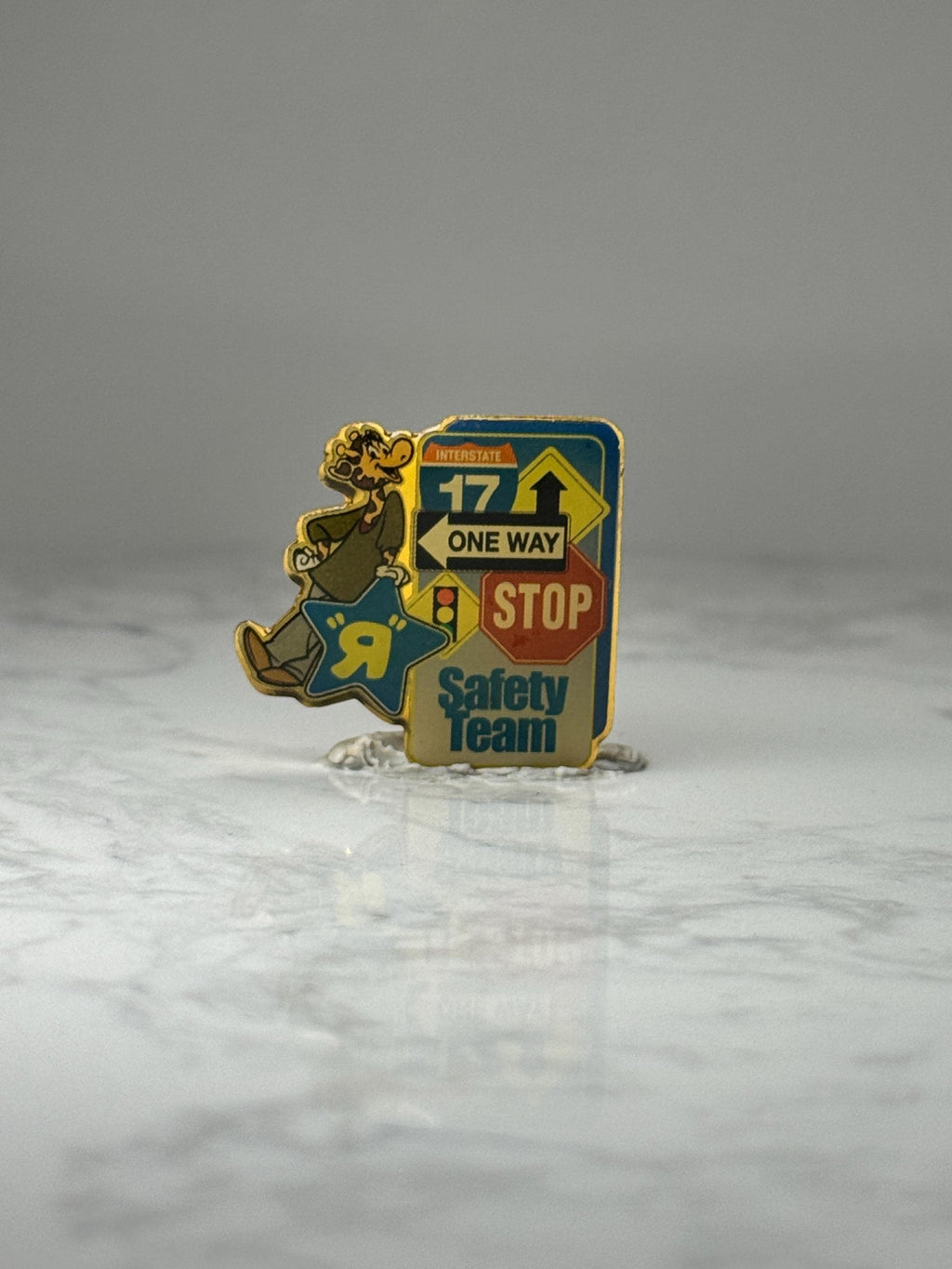 Toys R Us Safety Team Character Pin: Gold Enamel - 1990s Store Award