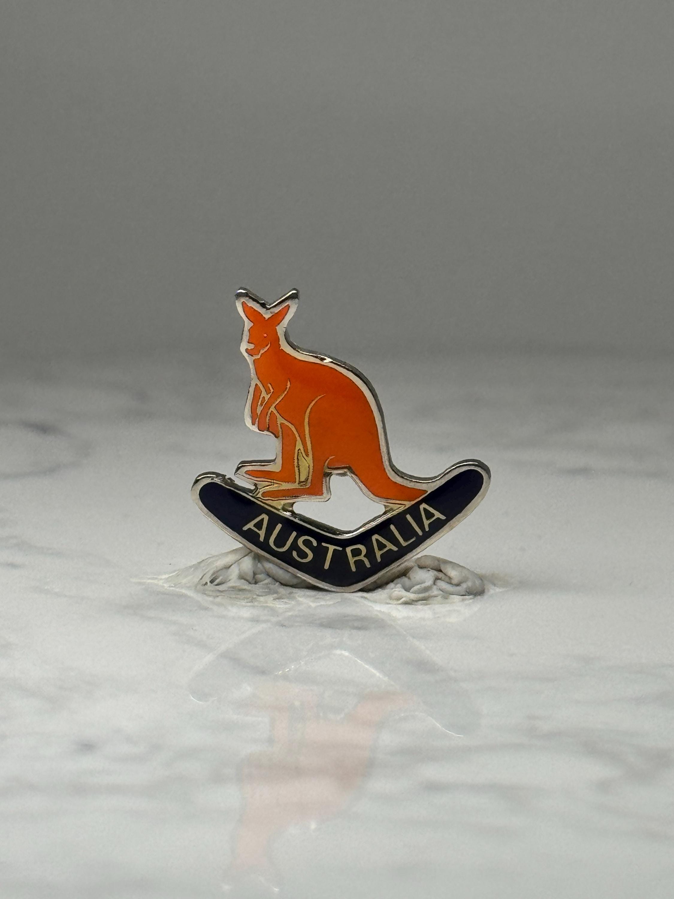 Australia Kangaroo Souvenir Pin: Orange Enamel - Travel Accessory