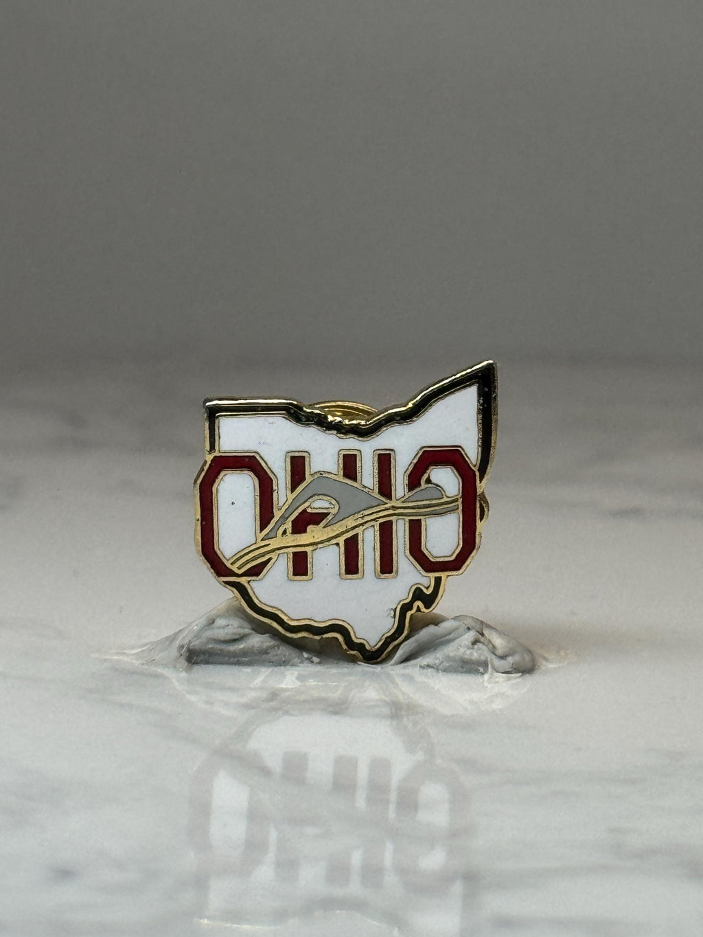 Ohio Swim Team Pin Buckeye State Outline Swimming Enamel Lapel Pin