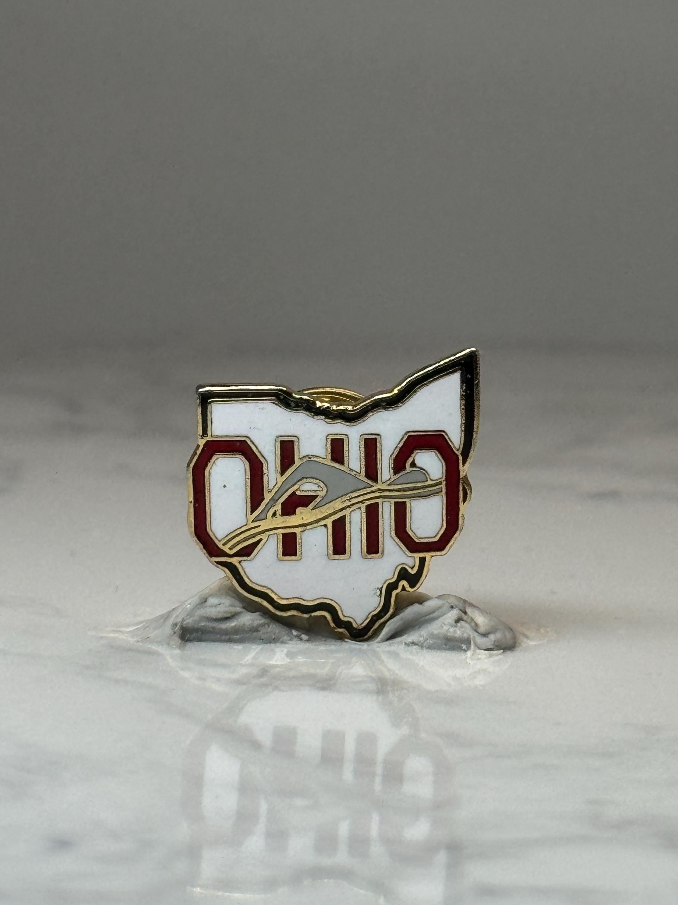 Ohio Swim Team Pin Buckeye State Outline Swimming Enamel Lapel Pin