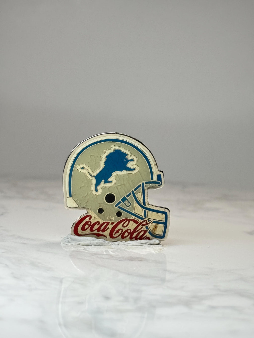 Detroit Lions Helmet Pin: Silver Enamel - Coca Cola NFL Promo