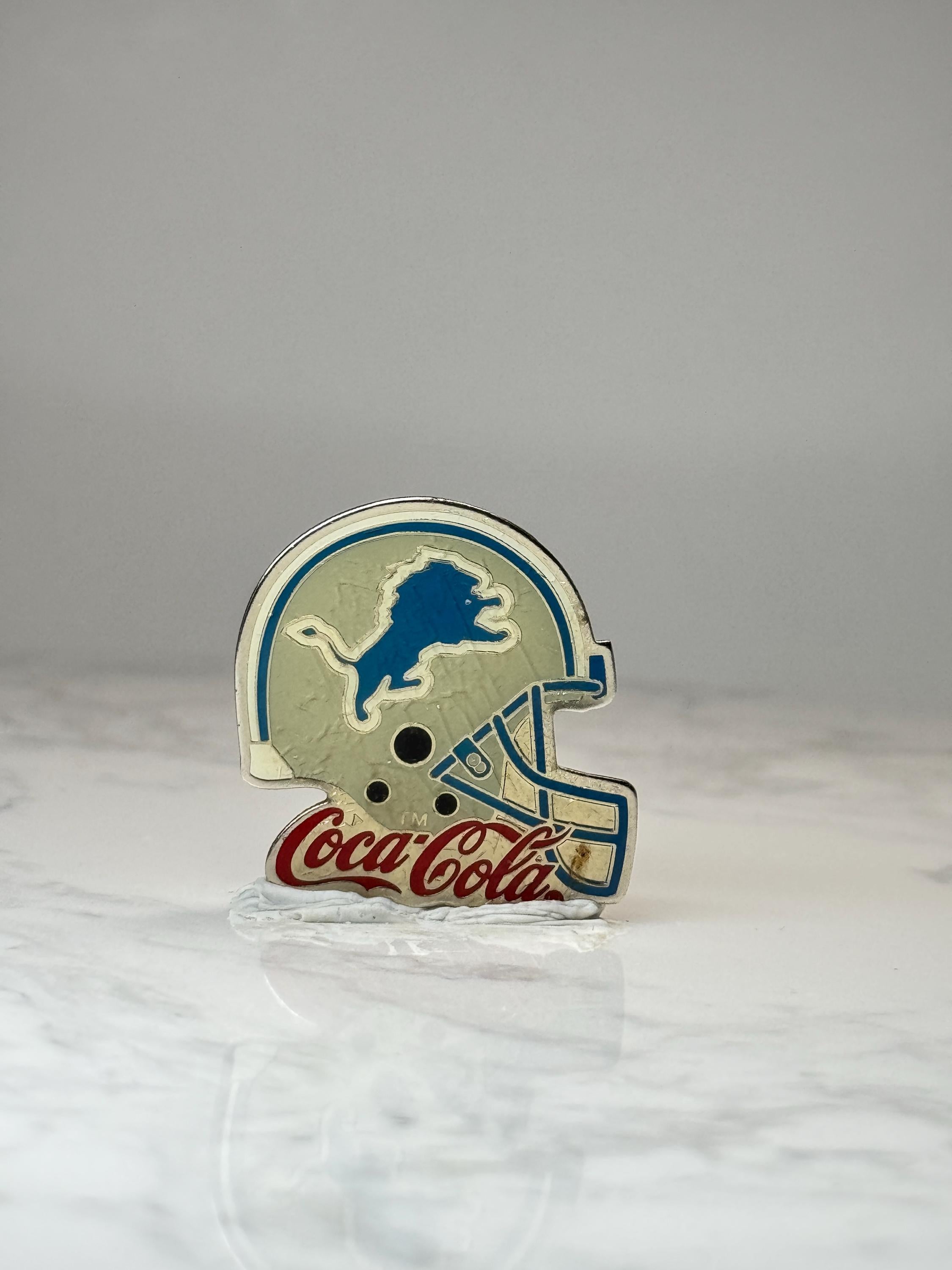 Detroit Lions Helmet Pin: Silver Enamel - Coca Cola NFL Promo