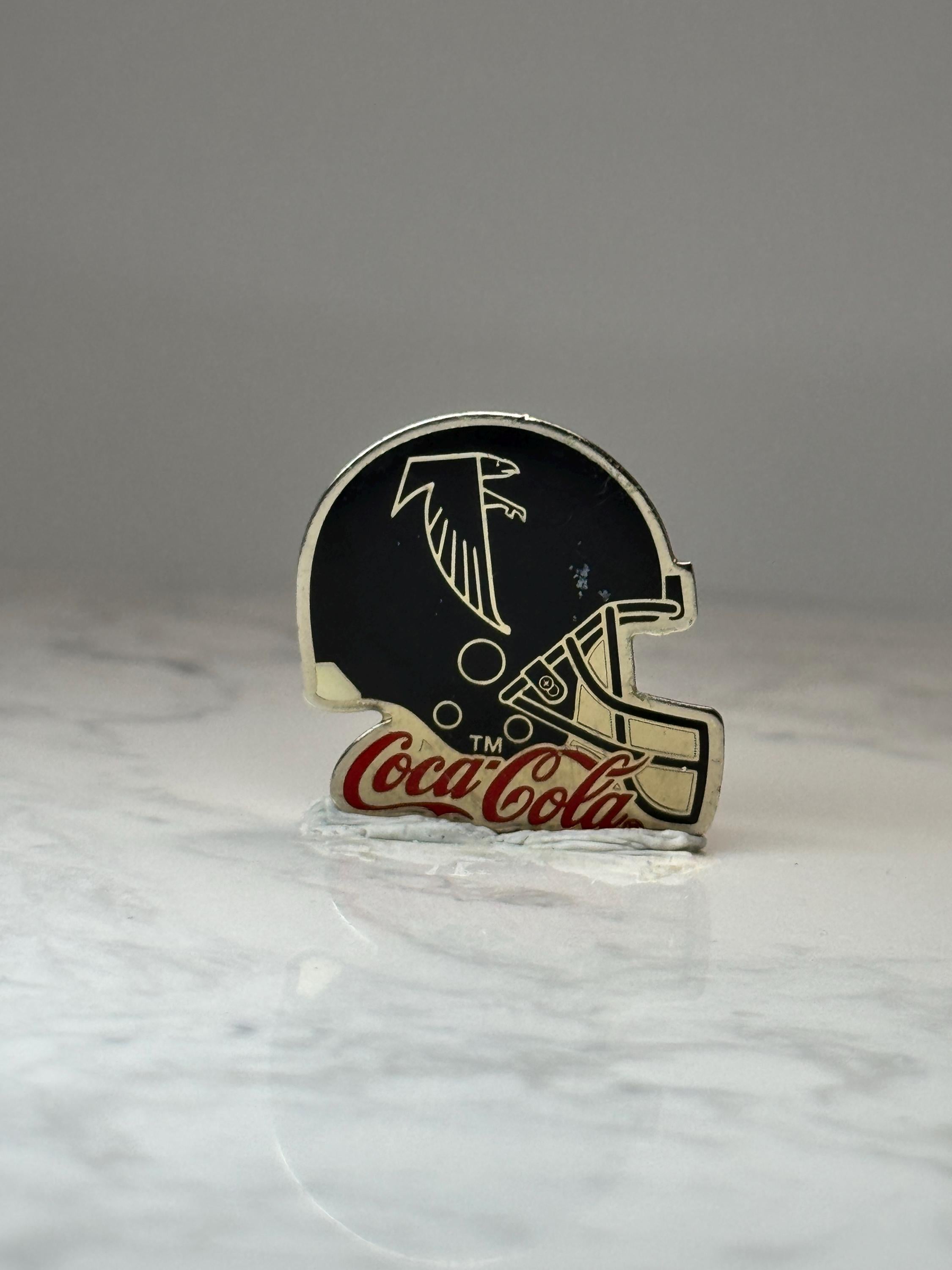 Atlanta Falcons Helmet Pin: Black Enamel - Coca Cola Promo