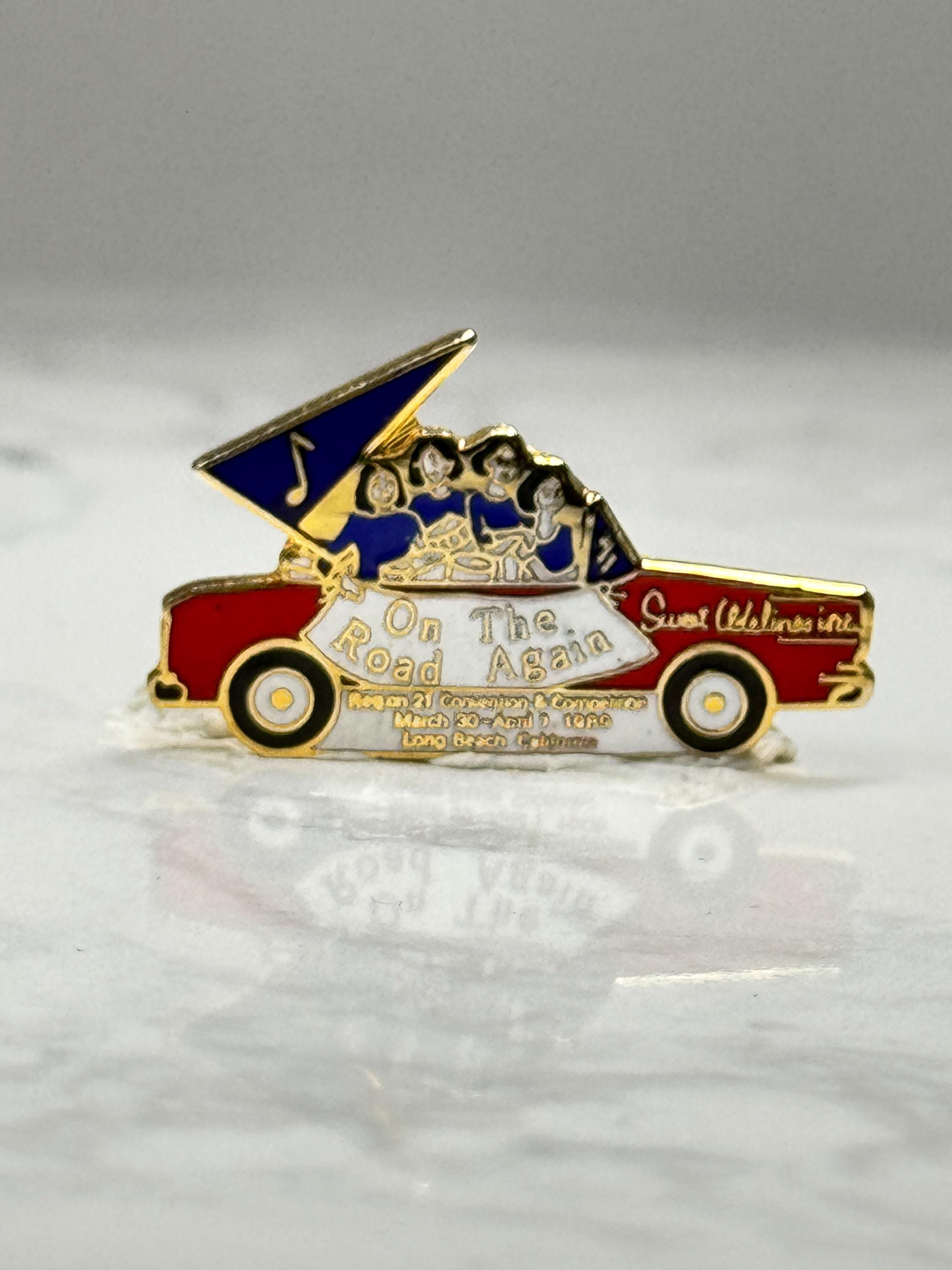 Sweet Adelines On The Road Again Car Pin: Gold Tone Enamel - 1976 Convention
