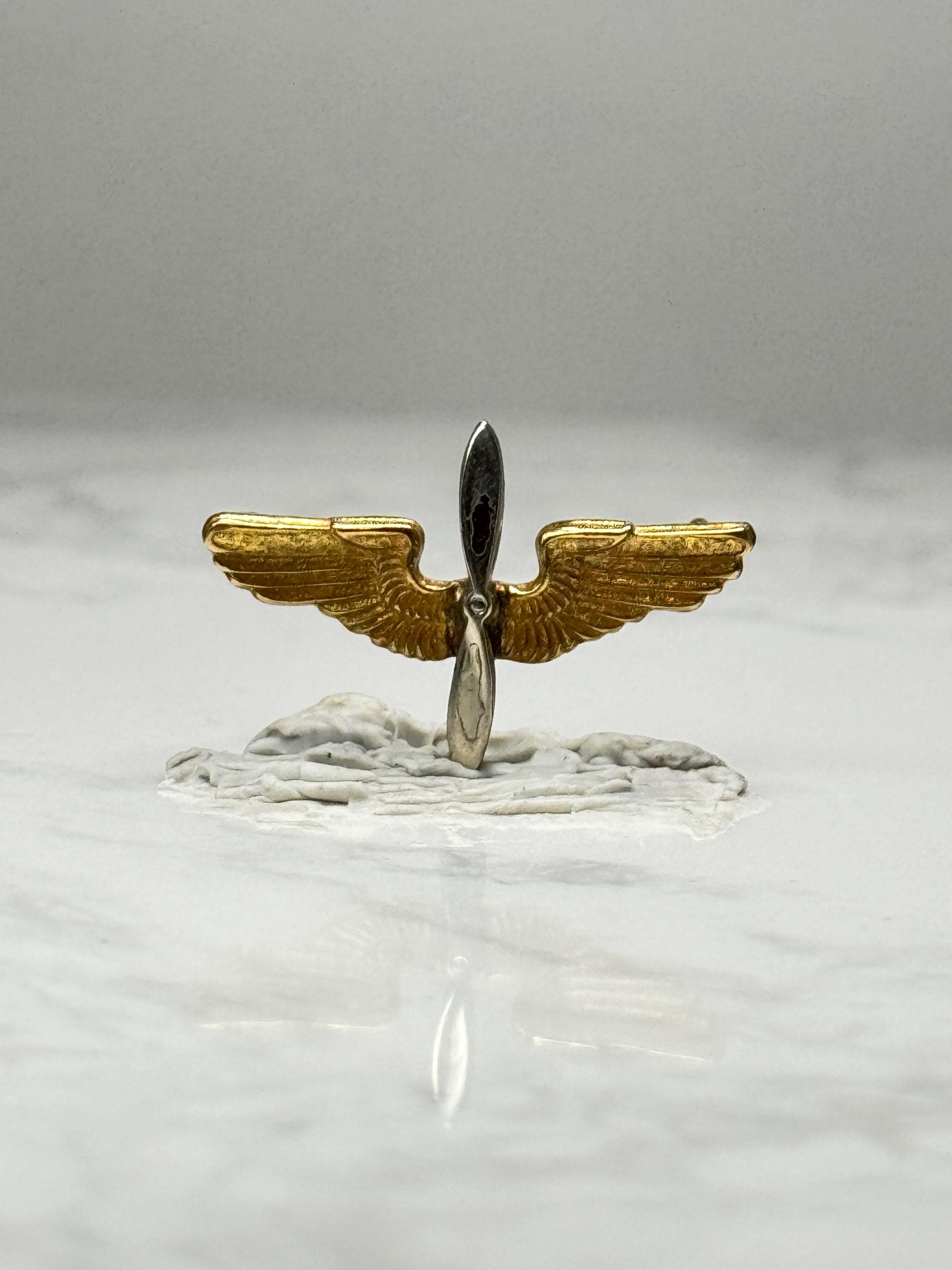 Propeller Wings Aviation Pin: Gold Tone Metal - Pilot Era Accessory