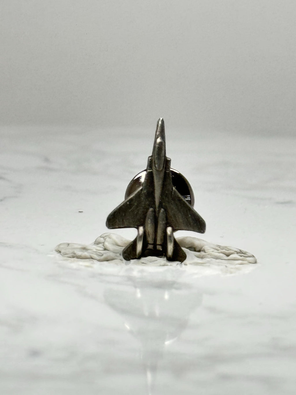 Fighter Jet Airplane Pin: Silver Tone Metal - Military Aviation Accessory
