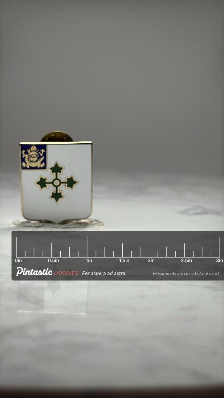 US Army 47th Infantry Regiment DUI Crest Pin Military Distinctive Unit Insignia with ruler overlay for size reference