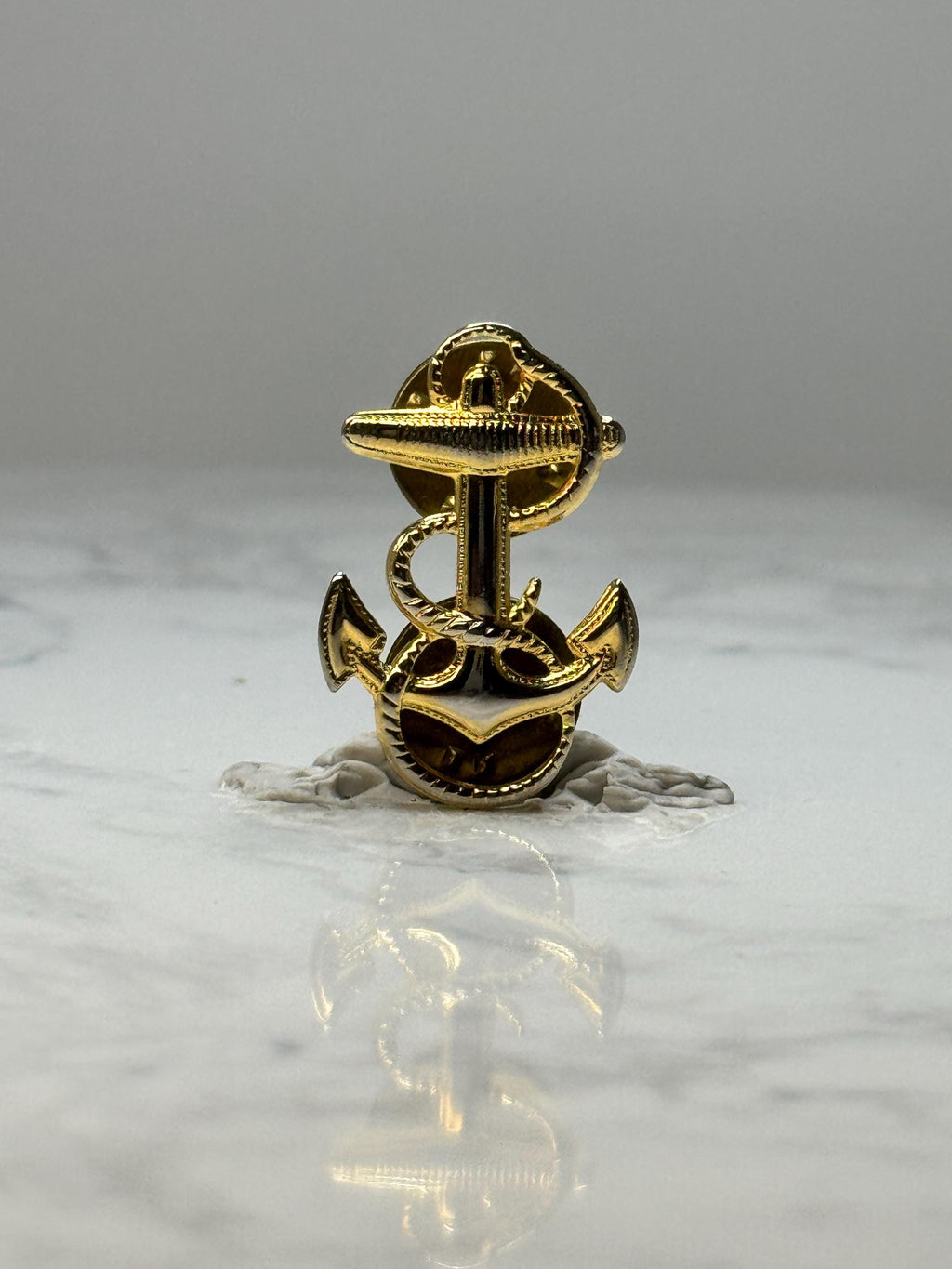 Nautical Anchor Lapel Pin: Gold Tone Metal - Maritime Accessory