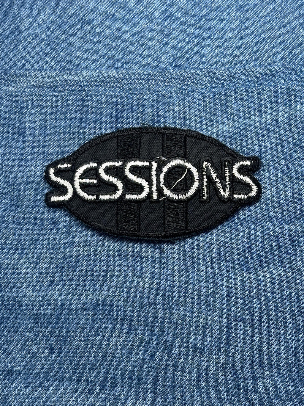 SESSIONS Patch: Black & White Logo - Skateboard Accessory