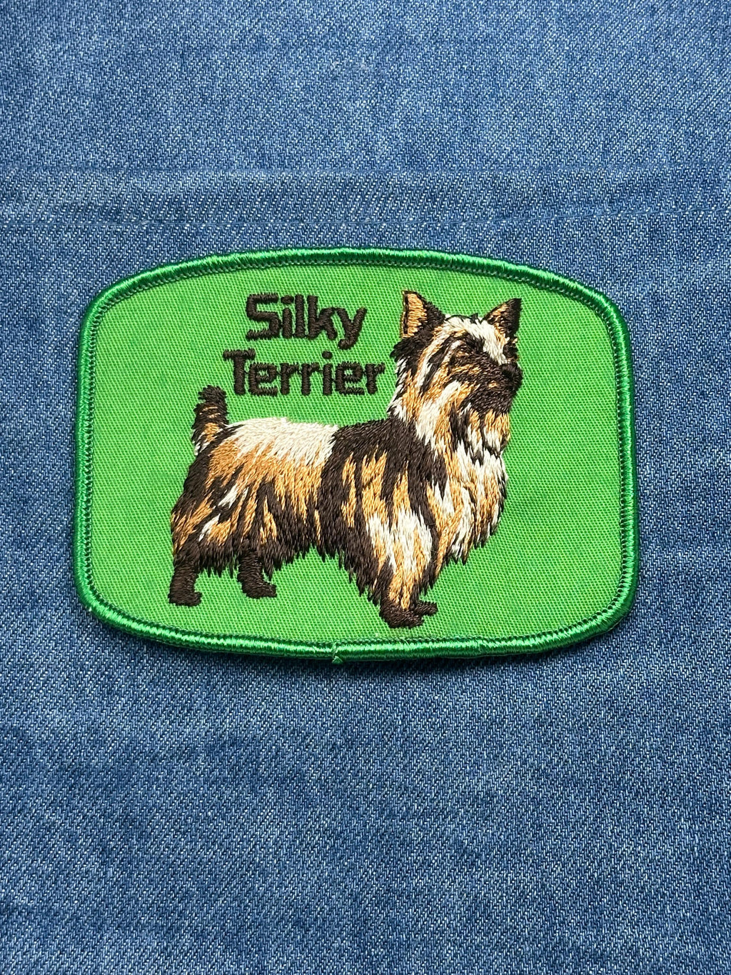 Silky Terrier Patch: Green Border - Dog Breed Accessory