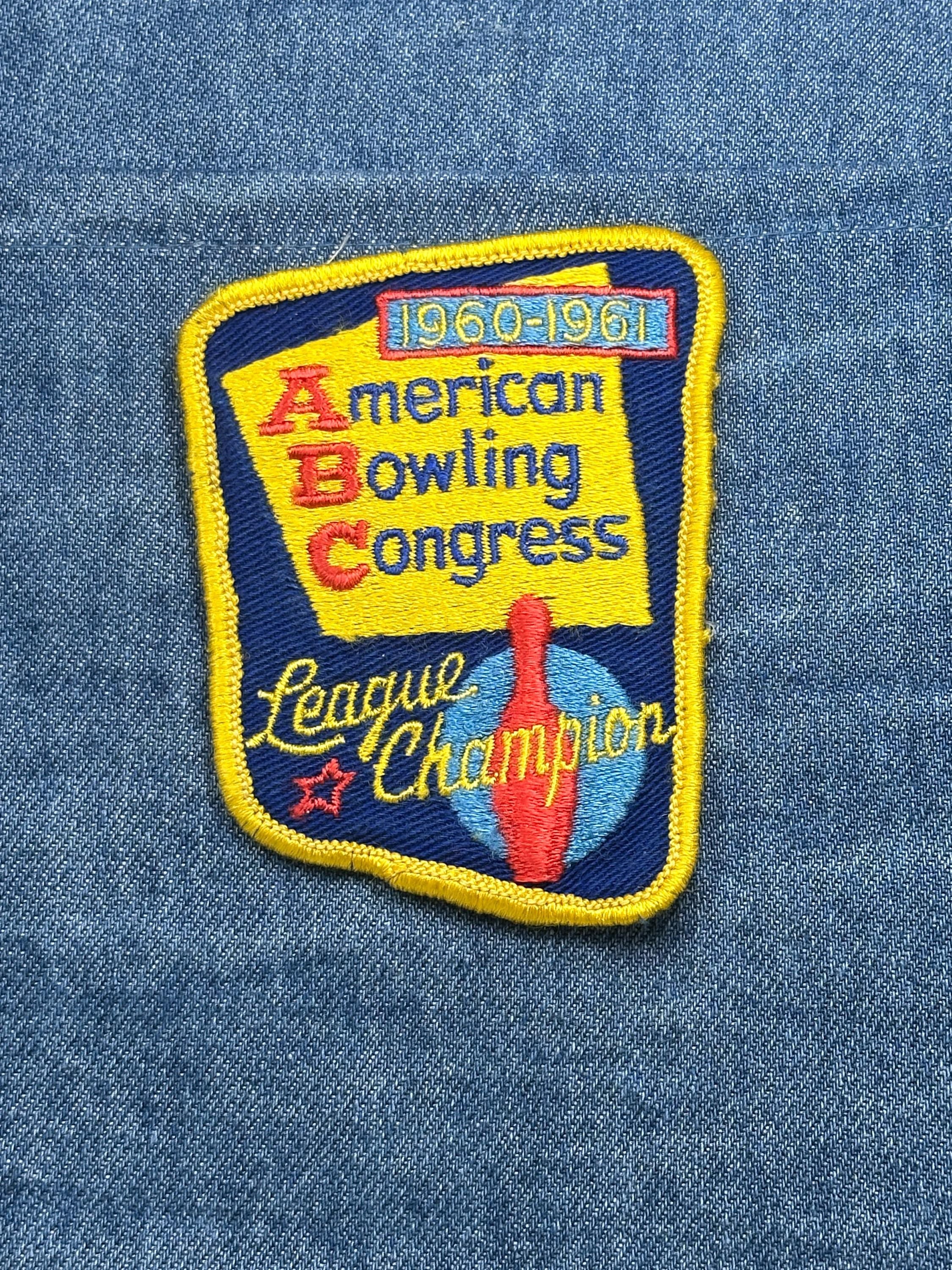 American Bowling Congress League Champion Patch: Yellow Blue - 1960s Sports Accessory