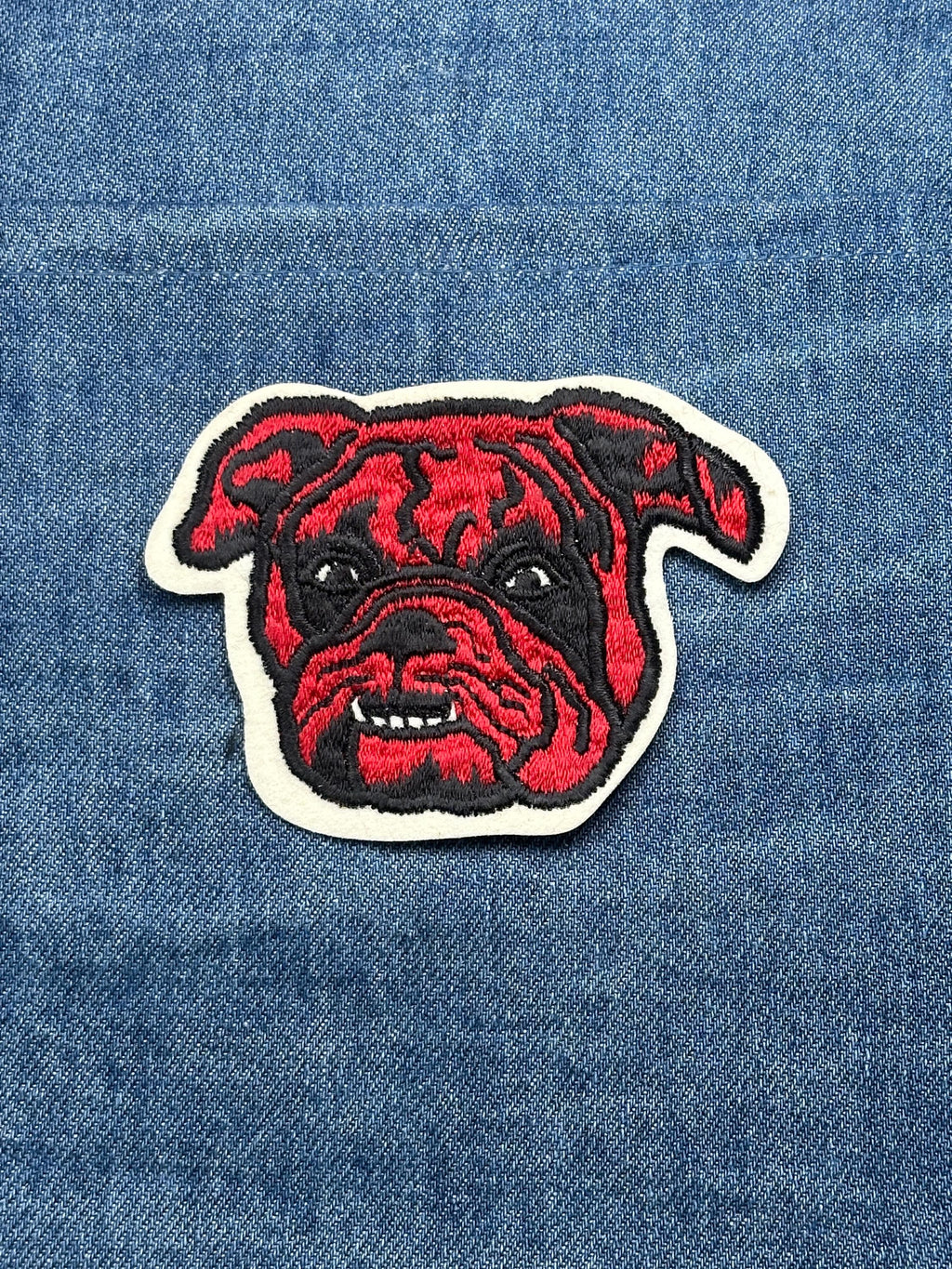 Bulldog Dog Patch: Red & Black Mascot - Vintage Style Accessory