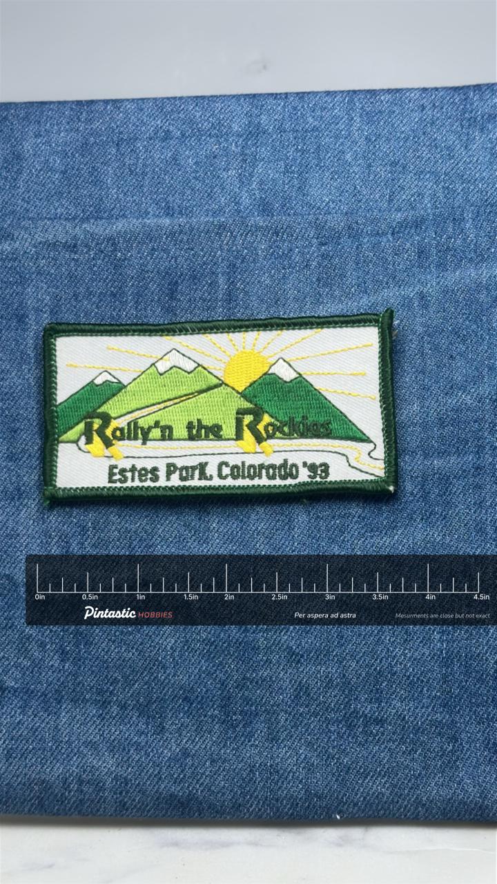 Rally'n the Rockies Patch: Green Mountain Scenic - 1998 Colorado Accessory with ruler overlay for size reference