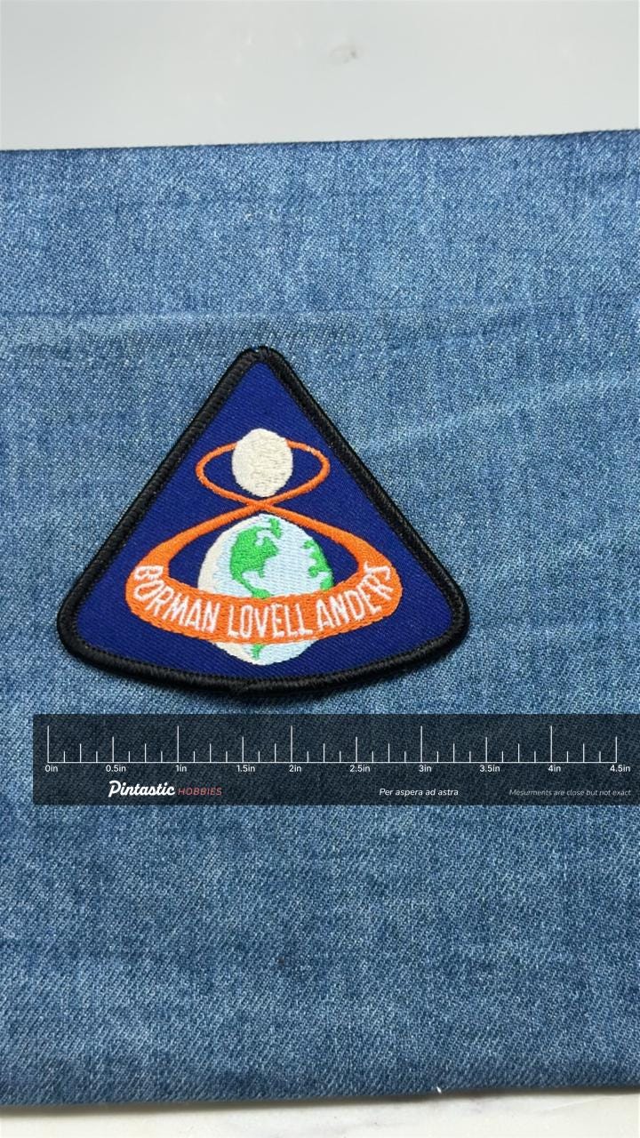 Vintage Apollo 8 NASA Mission Patch Borman Lovell Anders Space Program Embroidered with ruler overlay for size reference