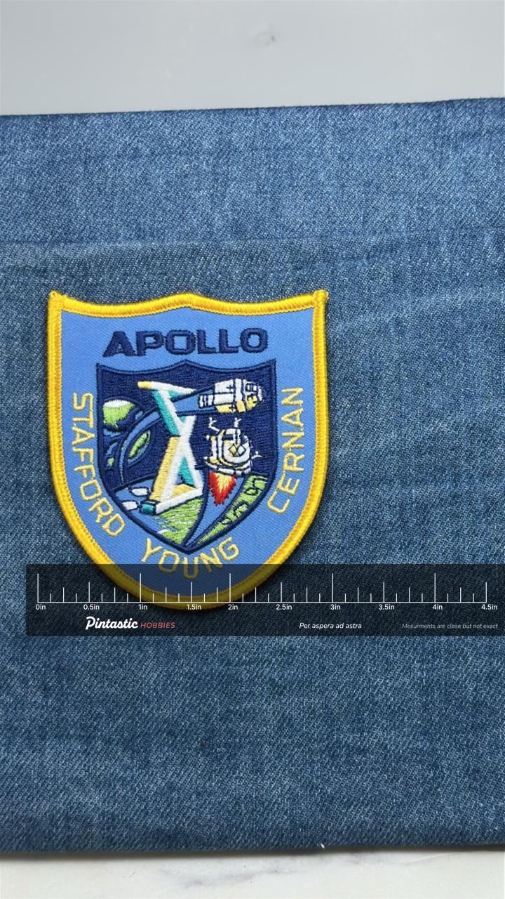 Apollo X Patch: Blue Shield - Space Program Accessory with ruler overlay for size reference