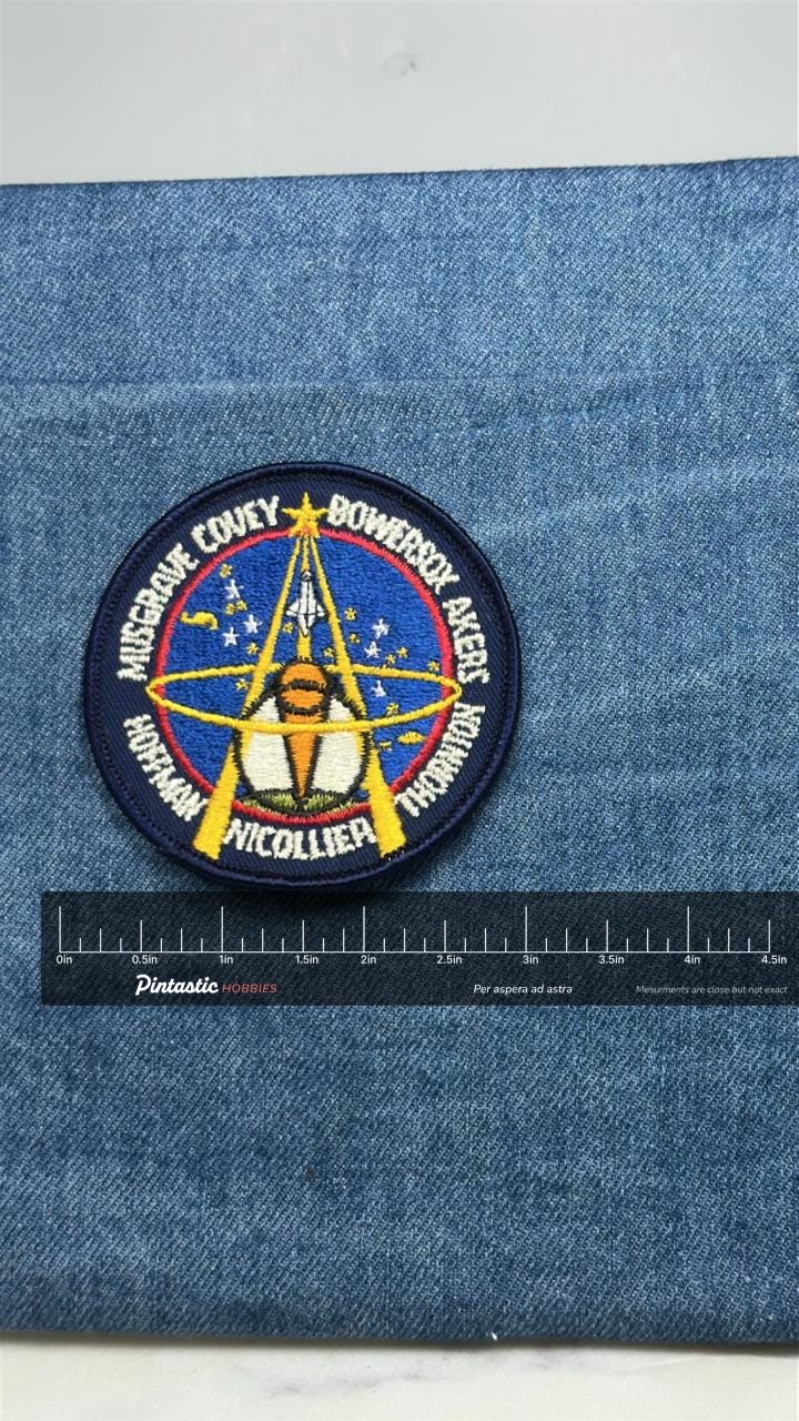 Vintage NASA STS-61 Space Shuttle Endeavour Mission Patch Hubble Repair Embroidered with ruler overlay for size reference