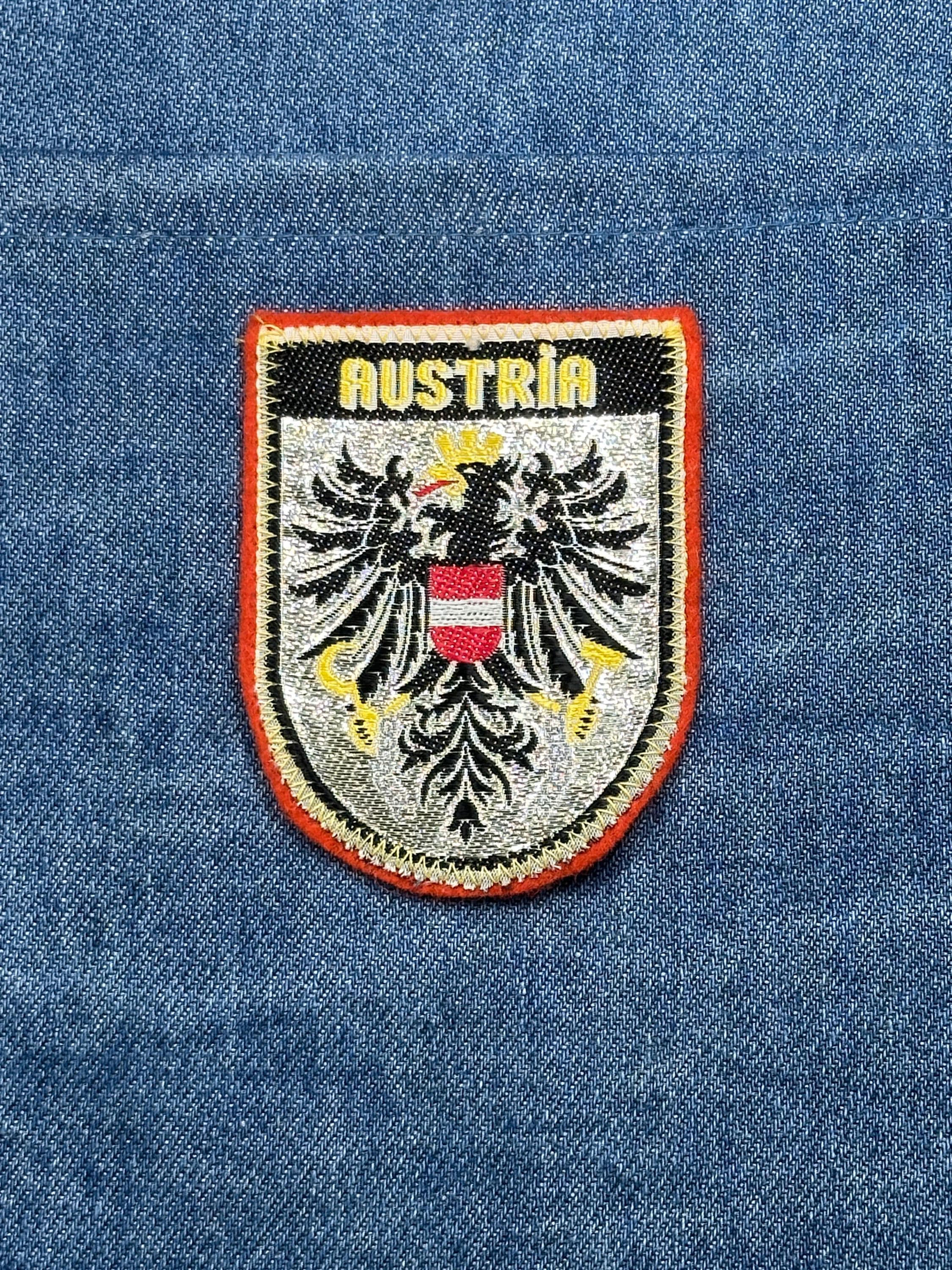Austria Crest Patch: Gold Border Shield - European Travel Accessory