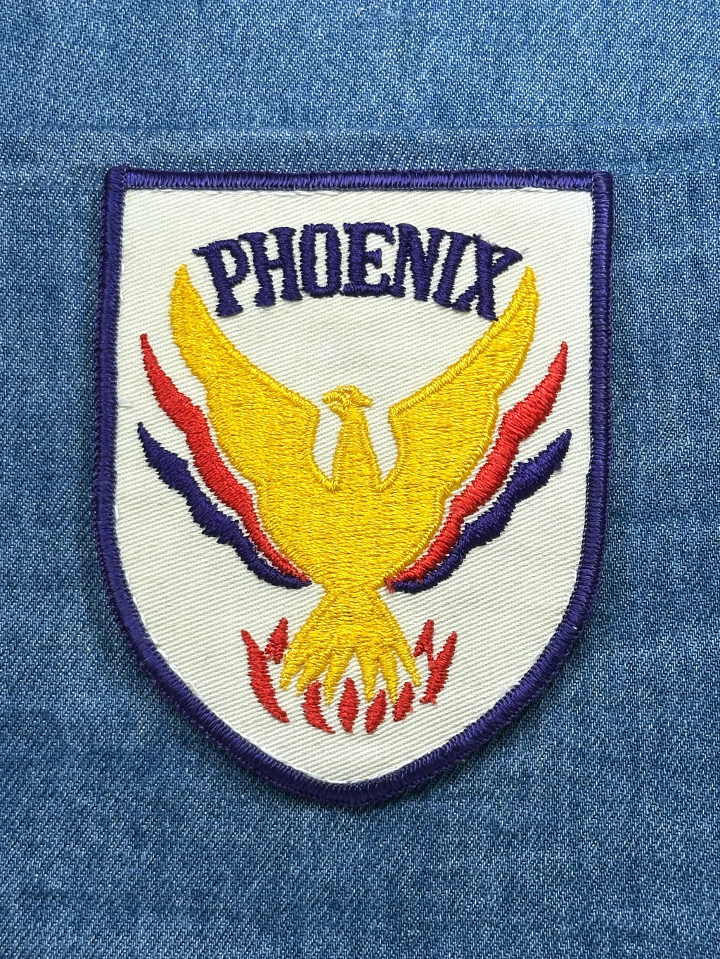 Phoenix Bird Patch: Gold & Purple Shield - Vintage Mythic Accessory