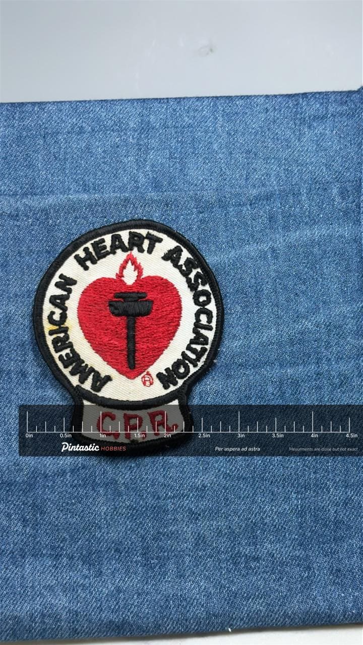 American Heart Association Patch: Red Torch - CPR Accessory with ruler overlay for size reference
