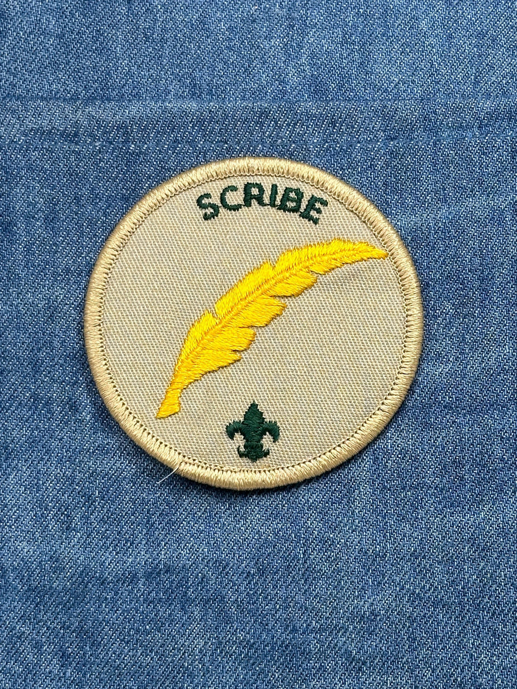 Scribe Patch: Tan & Green Quill - Scouting Accessory